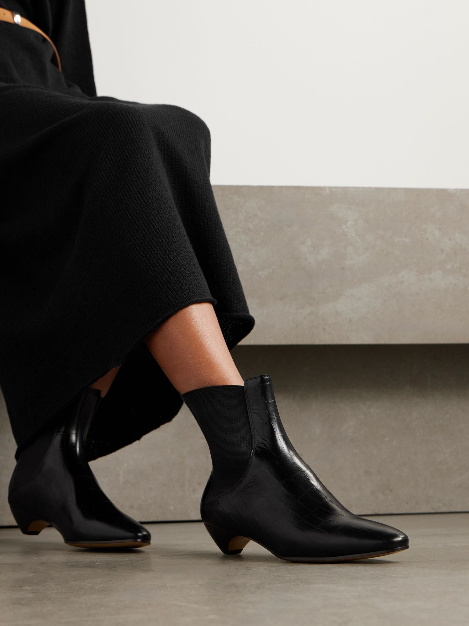 Allegra croc-effect leather Chelsea boots Black - 2