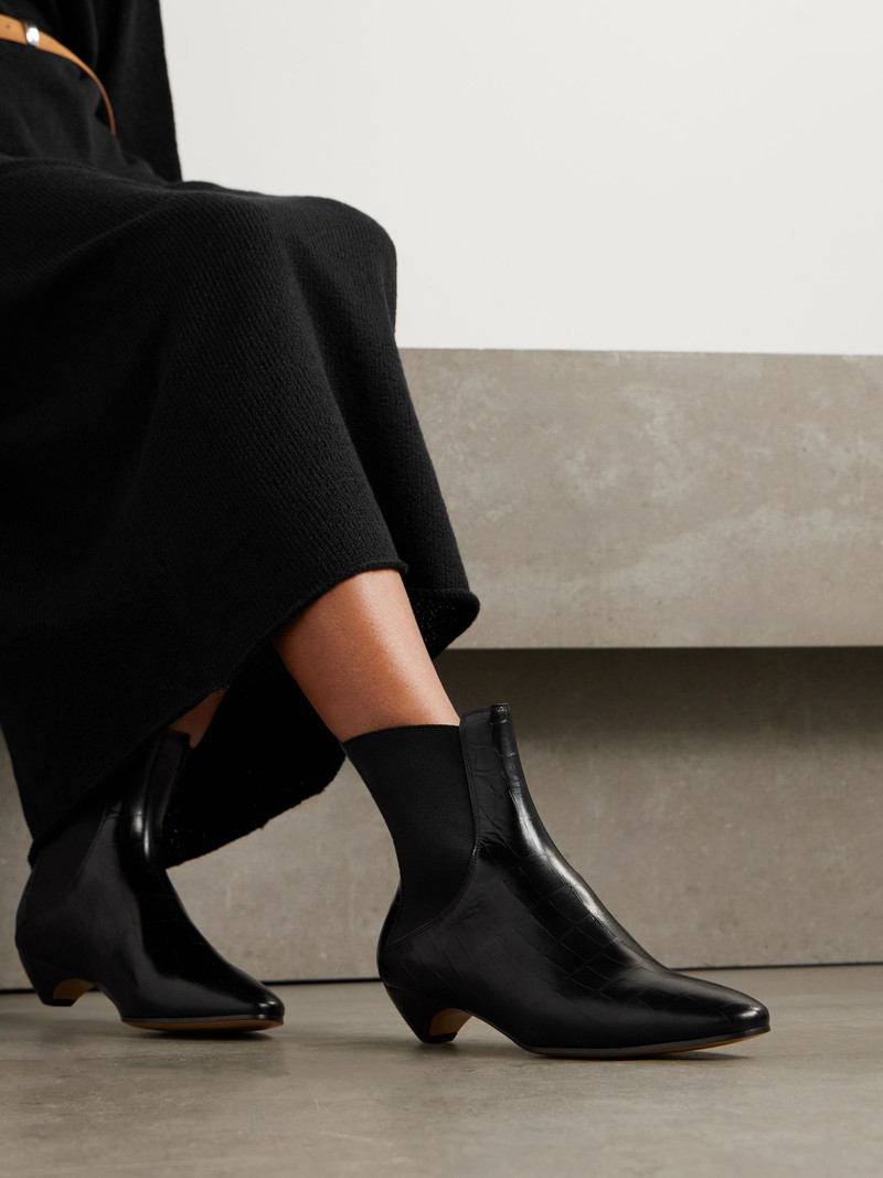 LE MONDE BÉRYL Allegra croc-effect leather Chelsea boots Black outlook