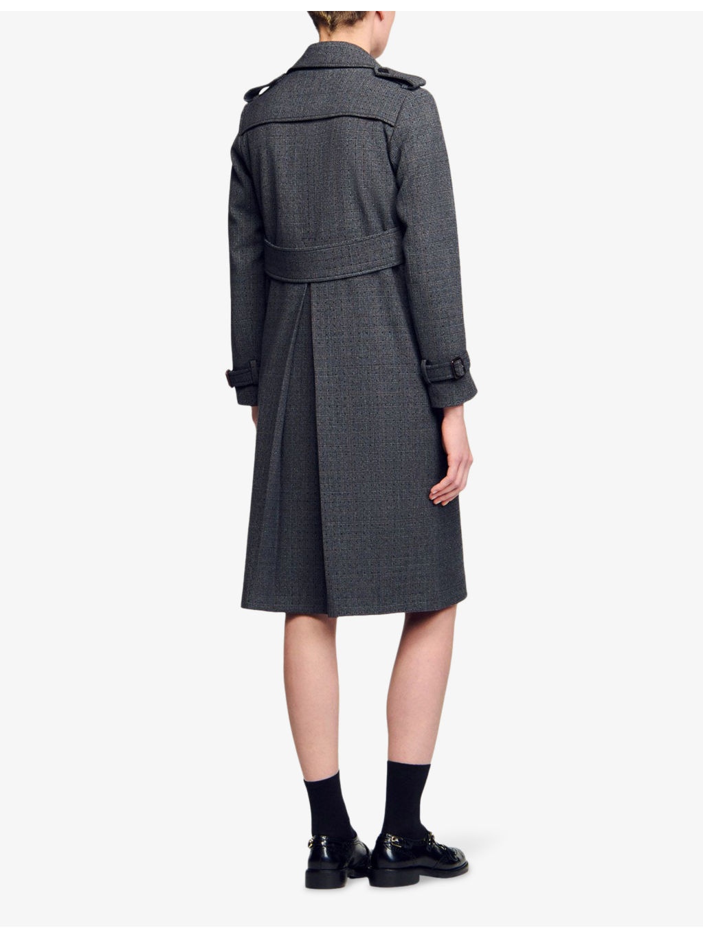 Rhinestone-Embellished Button-Down Stretch-Woven Trench - 4