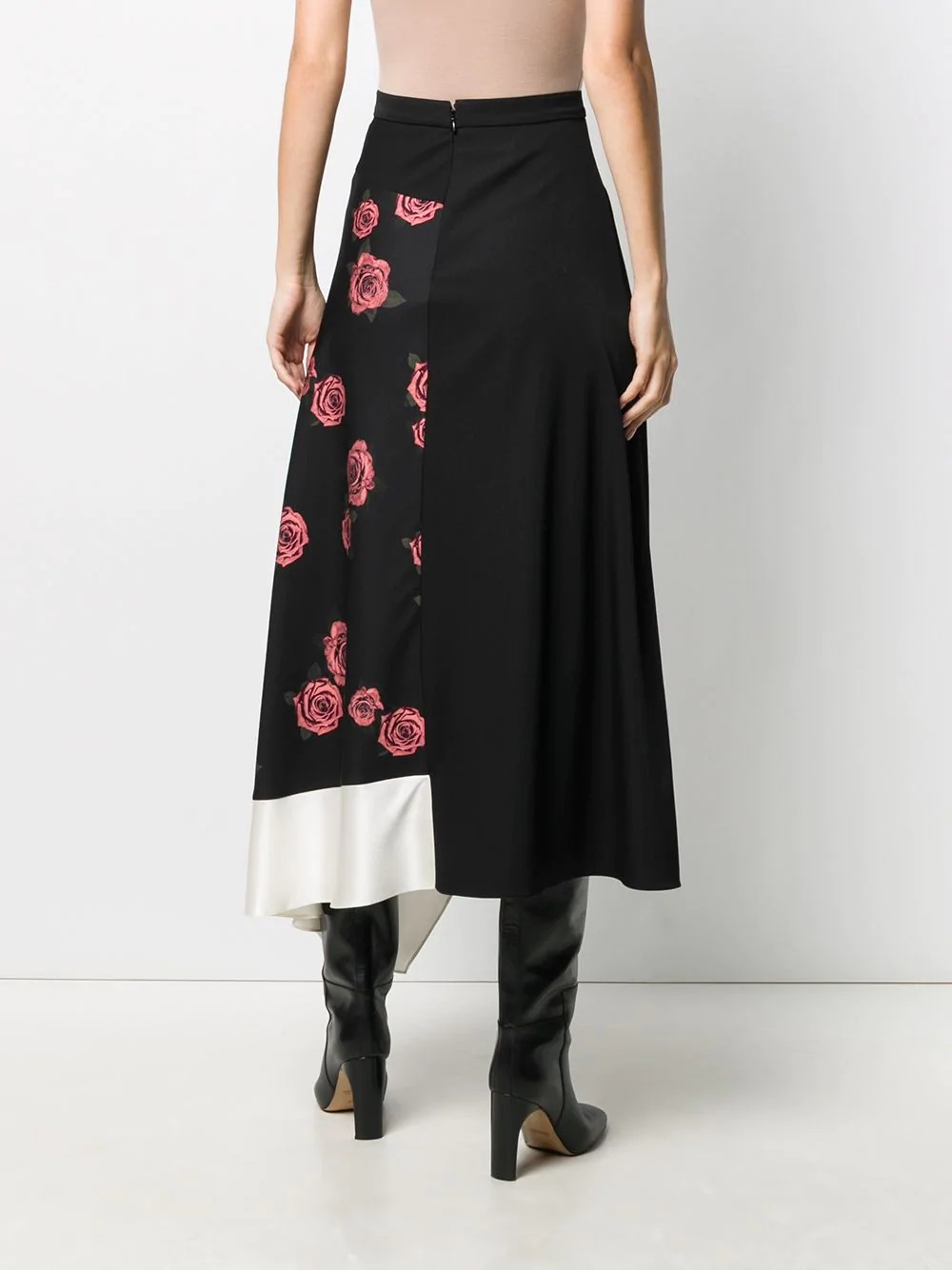 Longette rose print midi skirt - 4