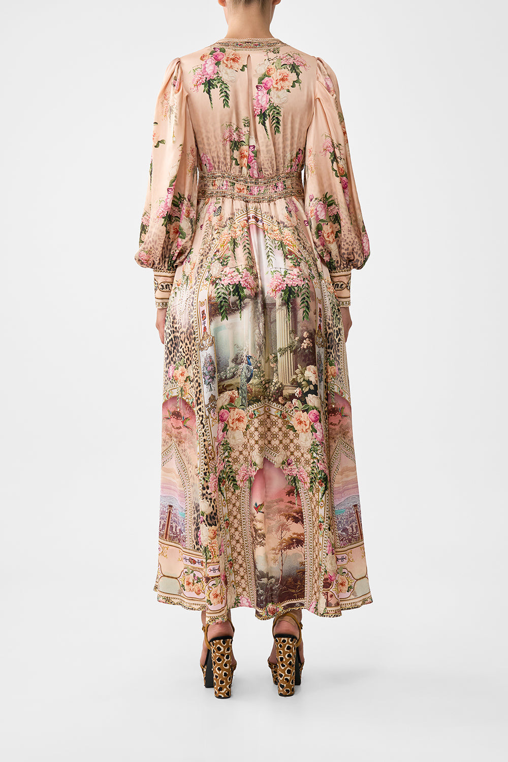 SHAPED WAISTBAND DRESS WITH GATHERED SLEEVES - 3