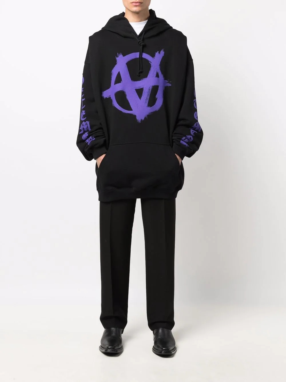 Anarchy drawstring jersey hoodie - 2