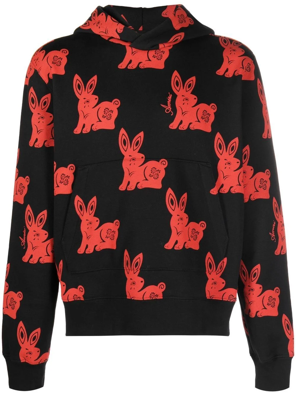rabbit-motif cotton hoodie - 1