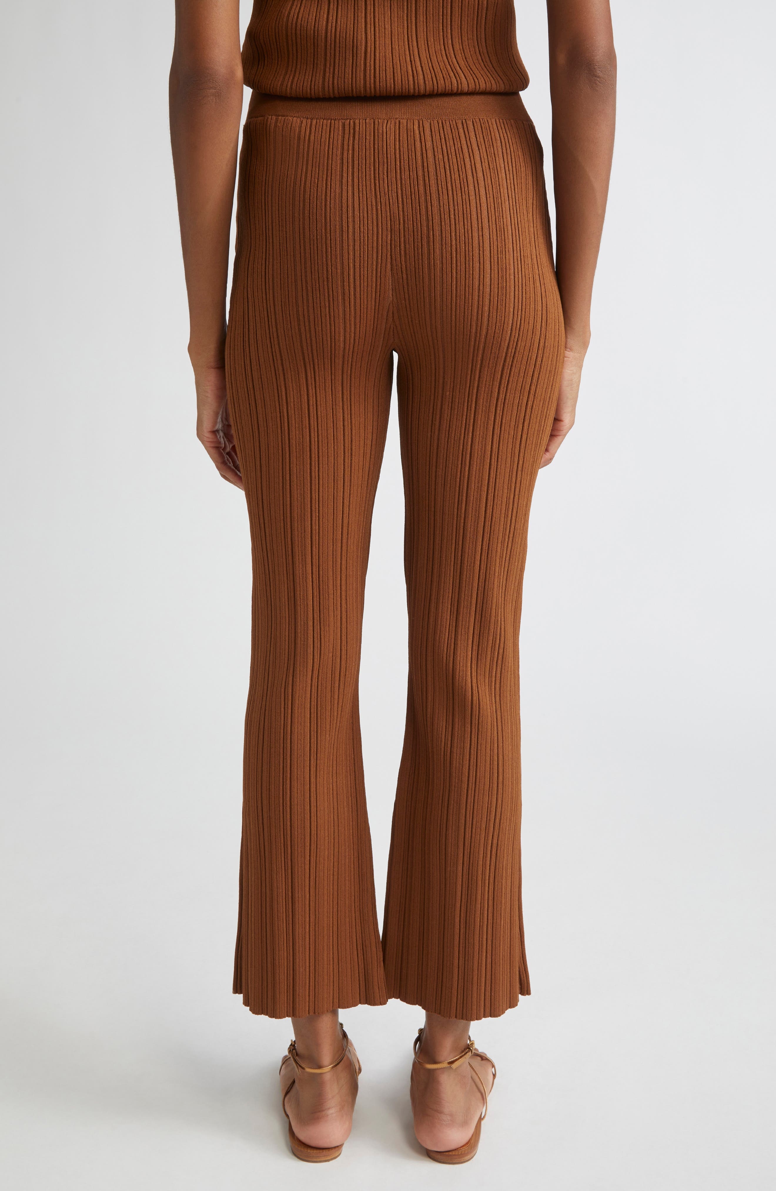 Veronica Beard Massaro Variegated Rib Crop Pants in Dark Whisky at Nordstrom - 4