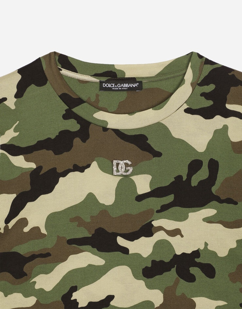 Cropped 위장 인쇄 jersey 티셔츠 3