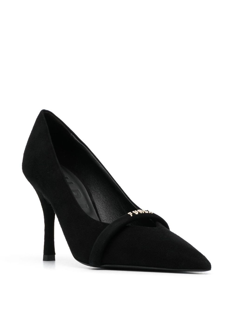 FURLA 80mm logo-plaque leather pumps outlook