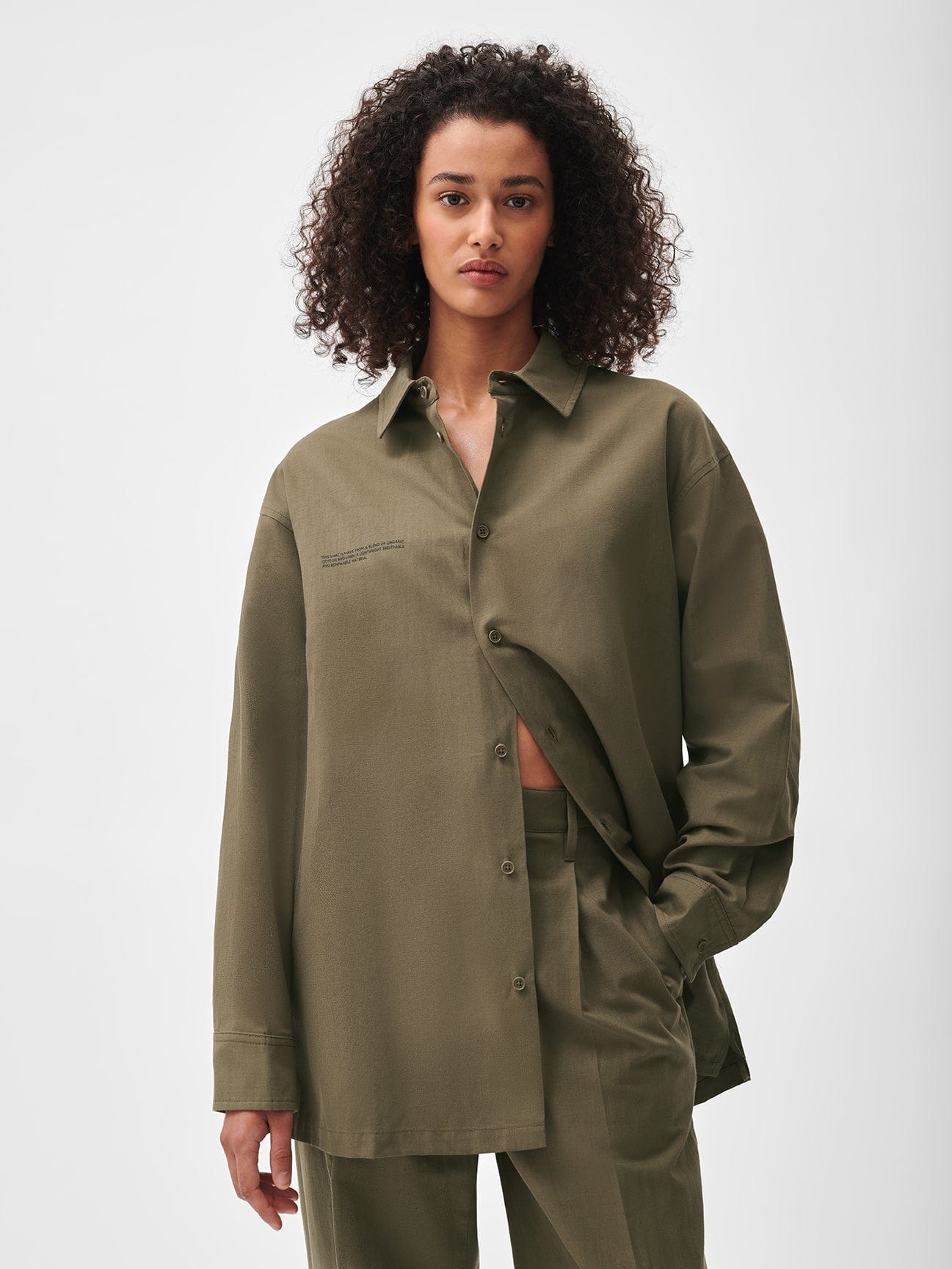 Cotton Linen Long Sleeve Overshirt - Soil Brown - 2