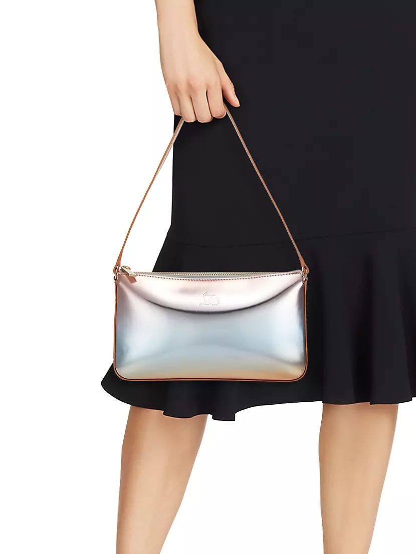 Christian Louboutin Loubila Metallic Leather Shoulder Bag | REVERSIBLE