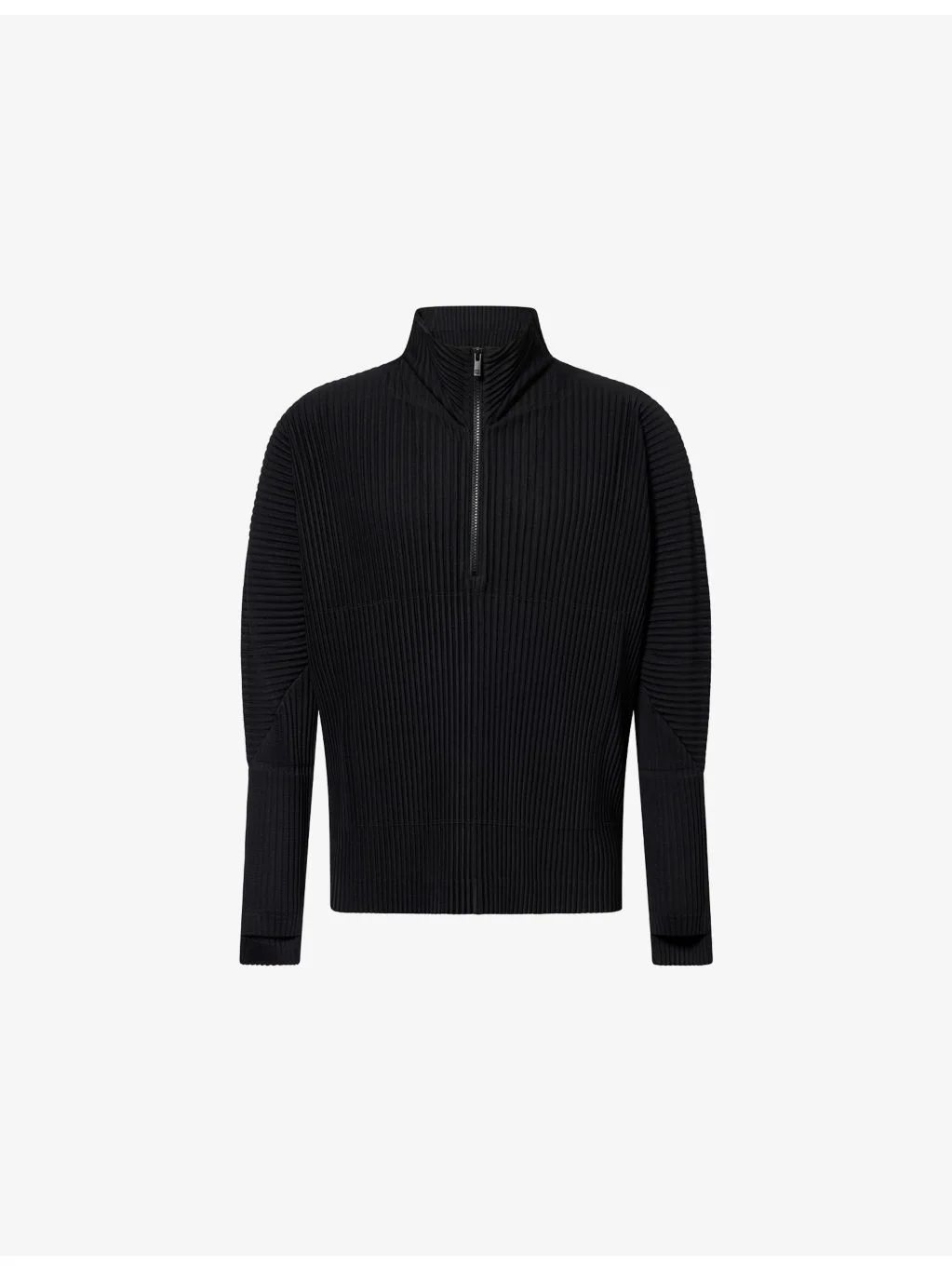 Quarter-Zip Pleated Knitted Top - 1
