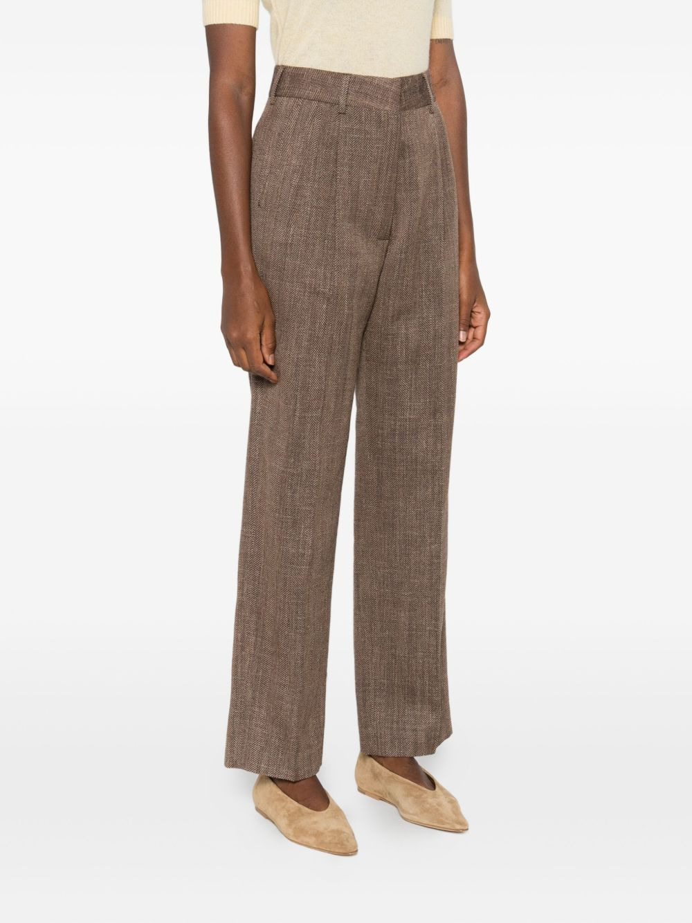herringbone pleated trousers - 3