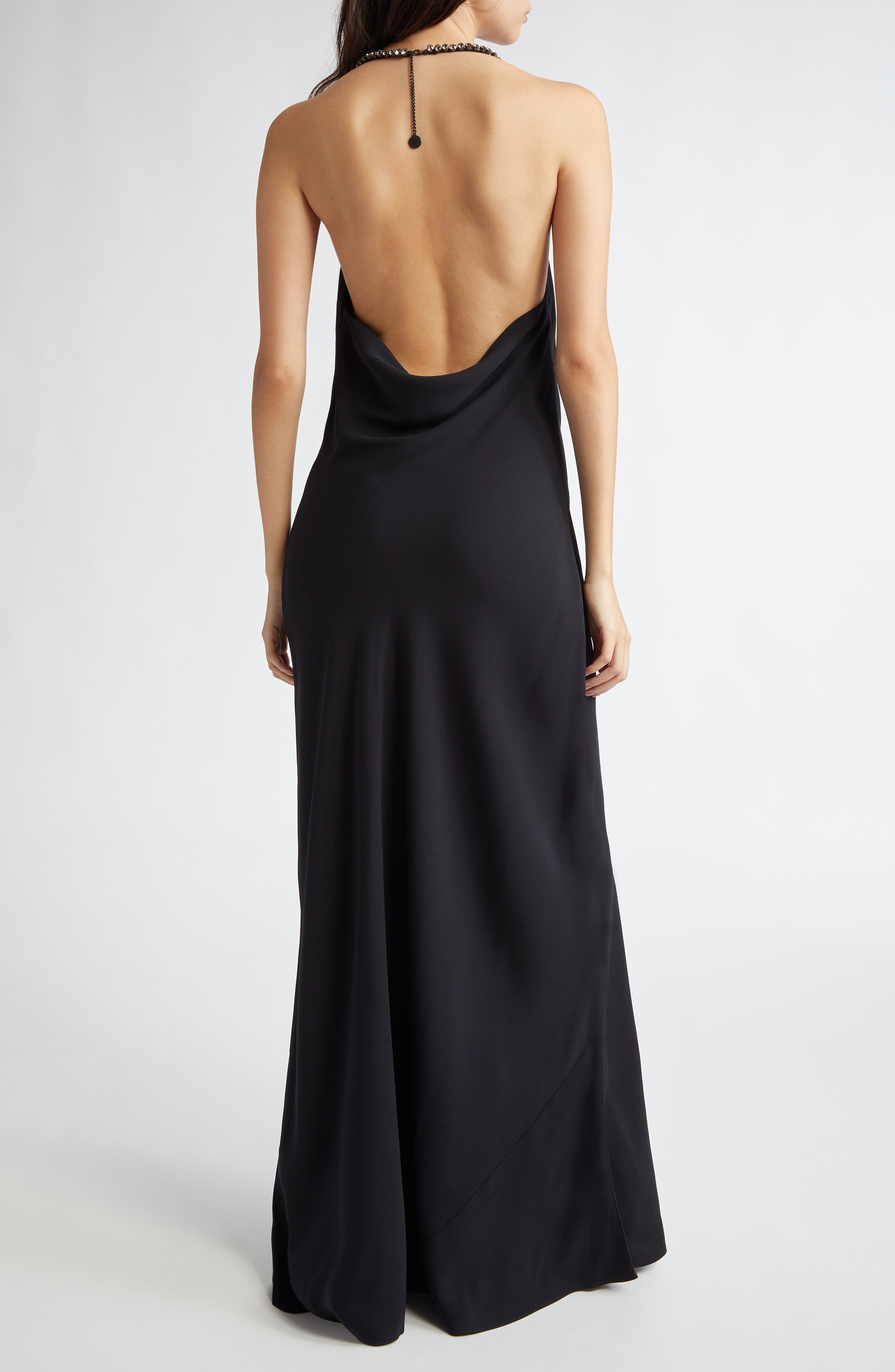 Stella McCartney Crystal Embellished Halter Cocktail Dress in Black at Nordstrom - 2