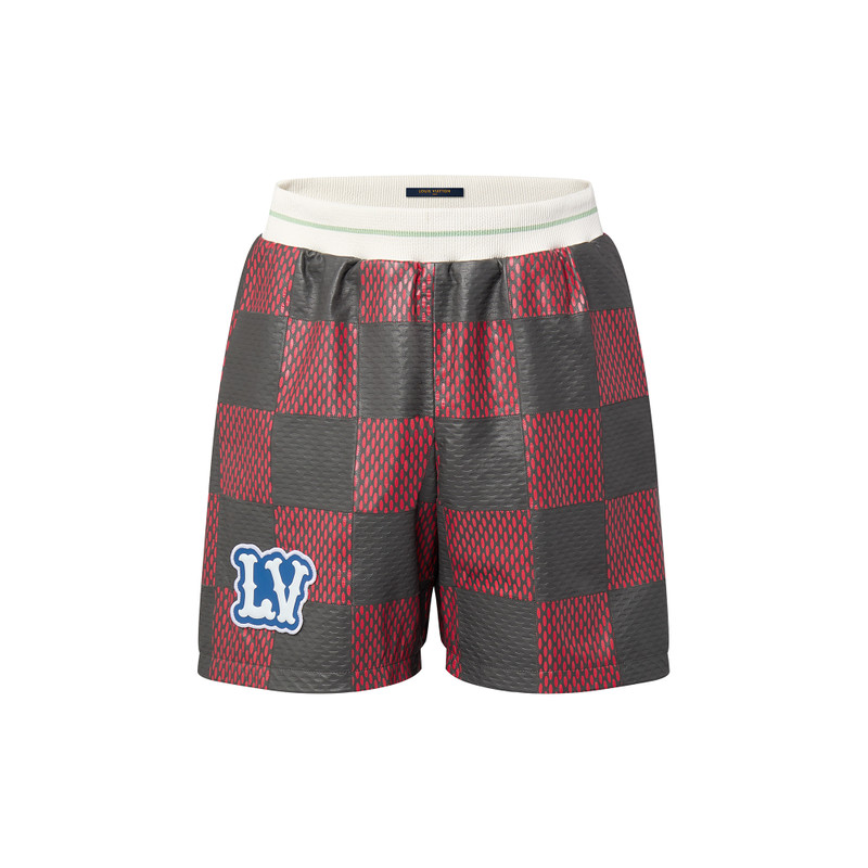 Leather Intarsia Damier Rugby Shorts 1