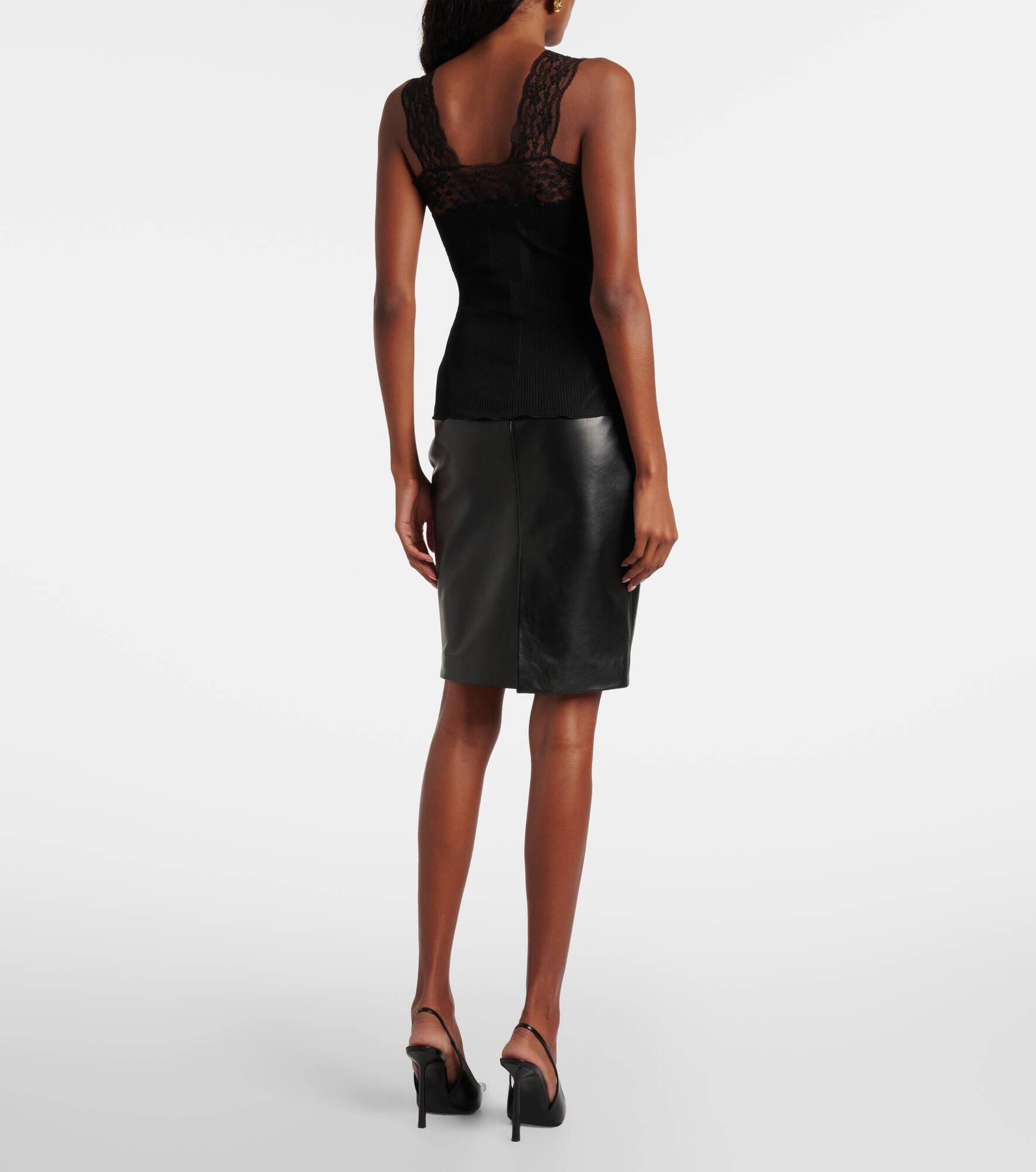 Ribbed-knit silk-trimmed tank top - 3