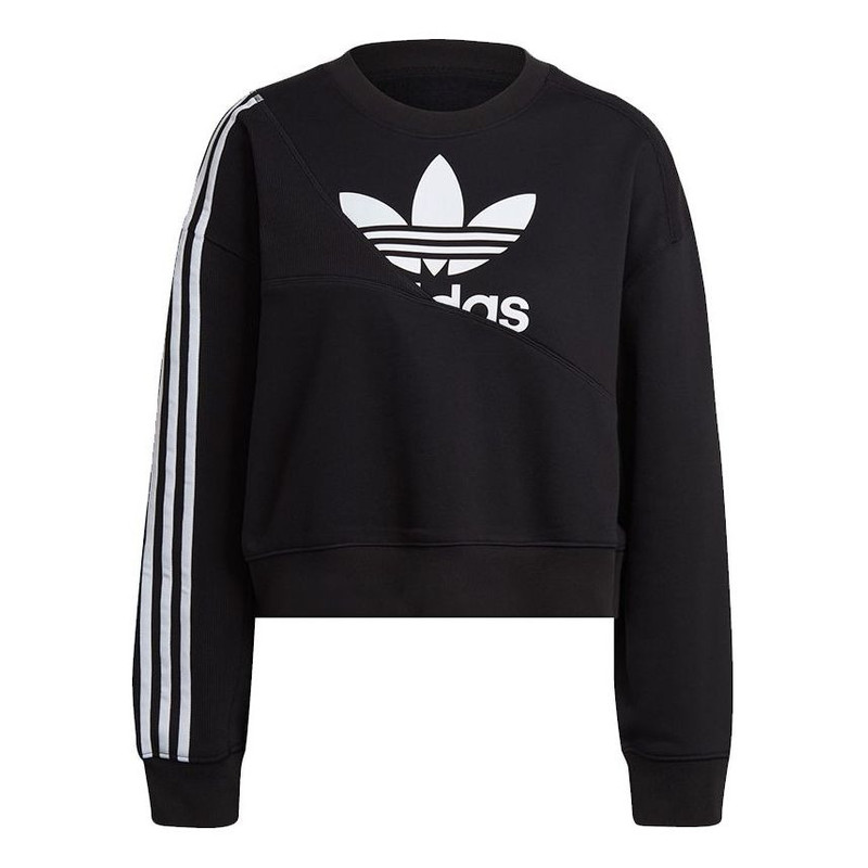 (WMNS) adidas Originals Splicing Logo Sweatshirt 'Black' HC4622 1