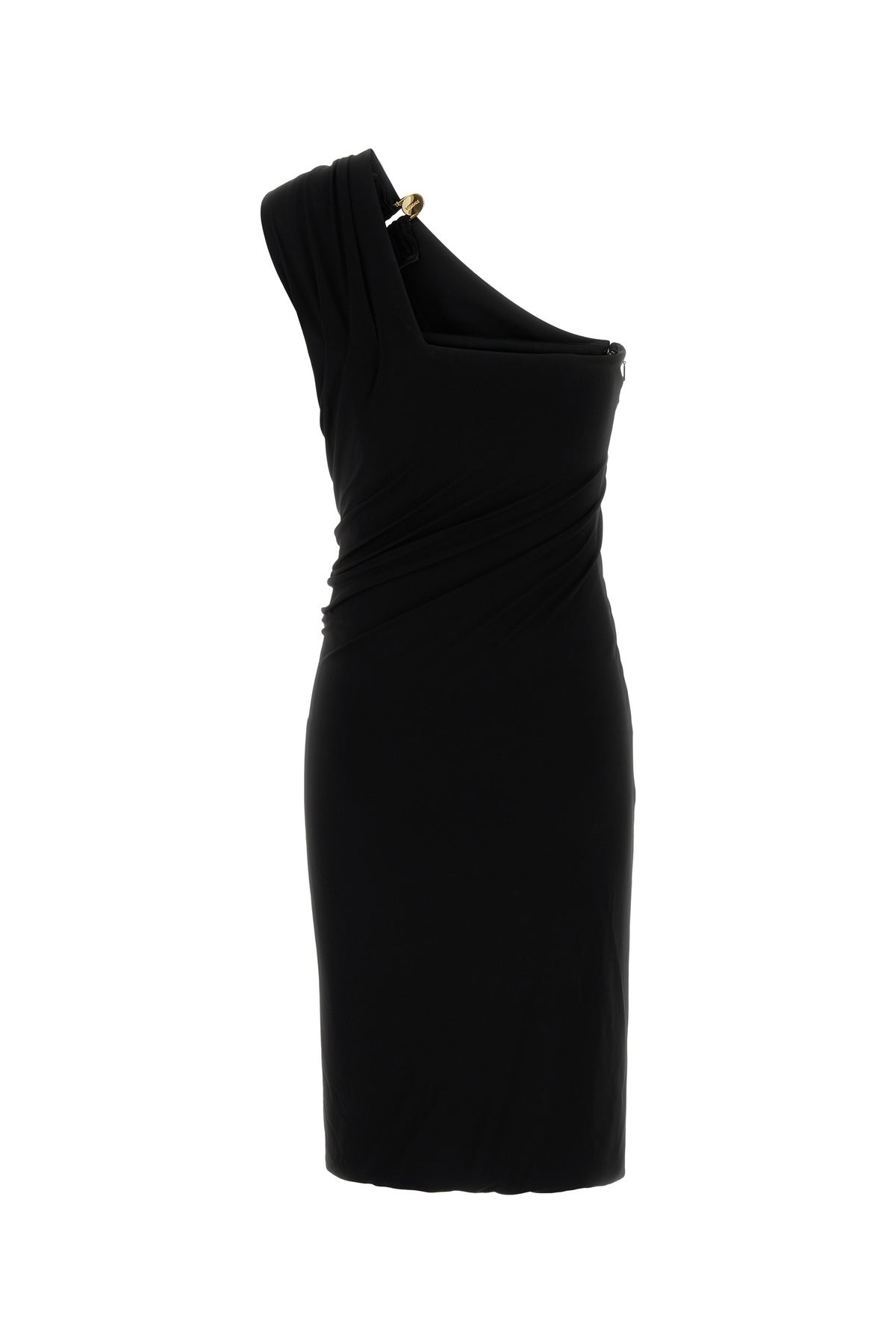 Black crepe one-shoulder dress - 2