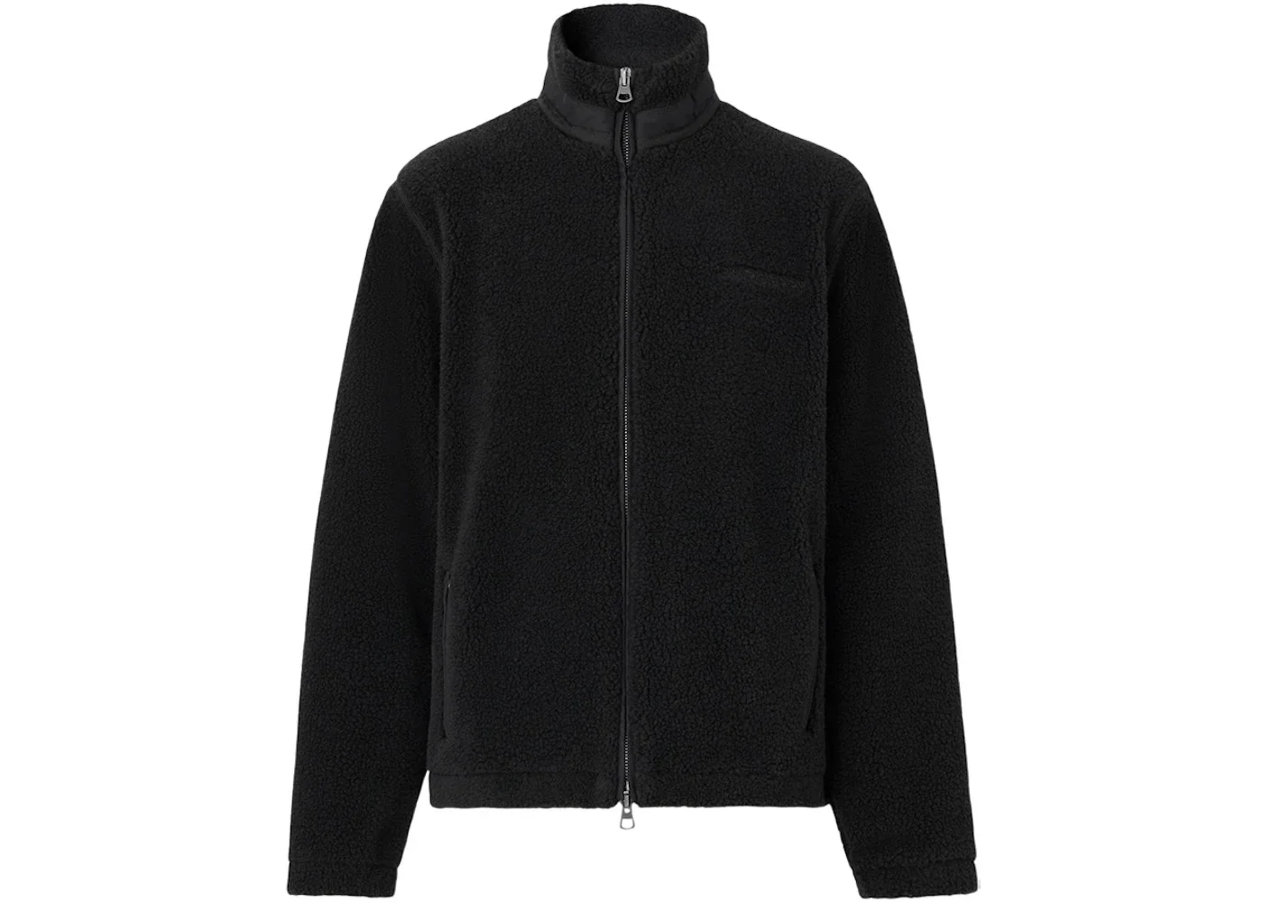 Burberry Embroidered Oak Leaf Crest Fleece Jacket Black - 1