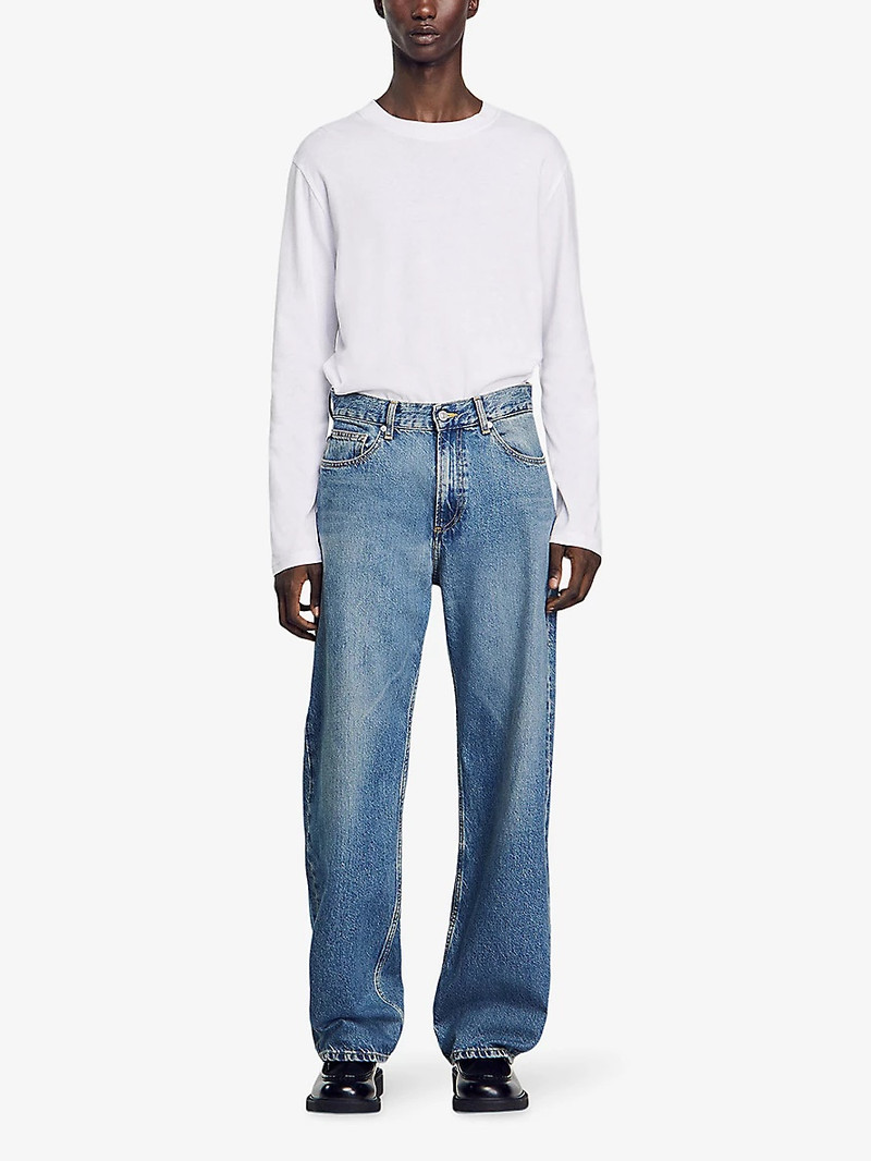 Sandro Faded-wash straight-leg relaxed-fit jeans outlook