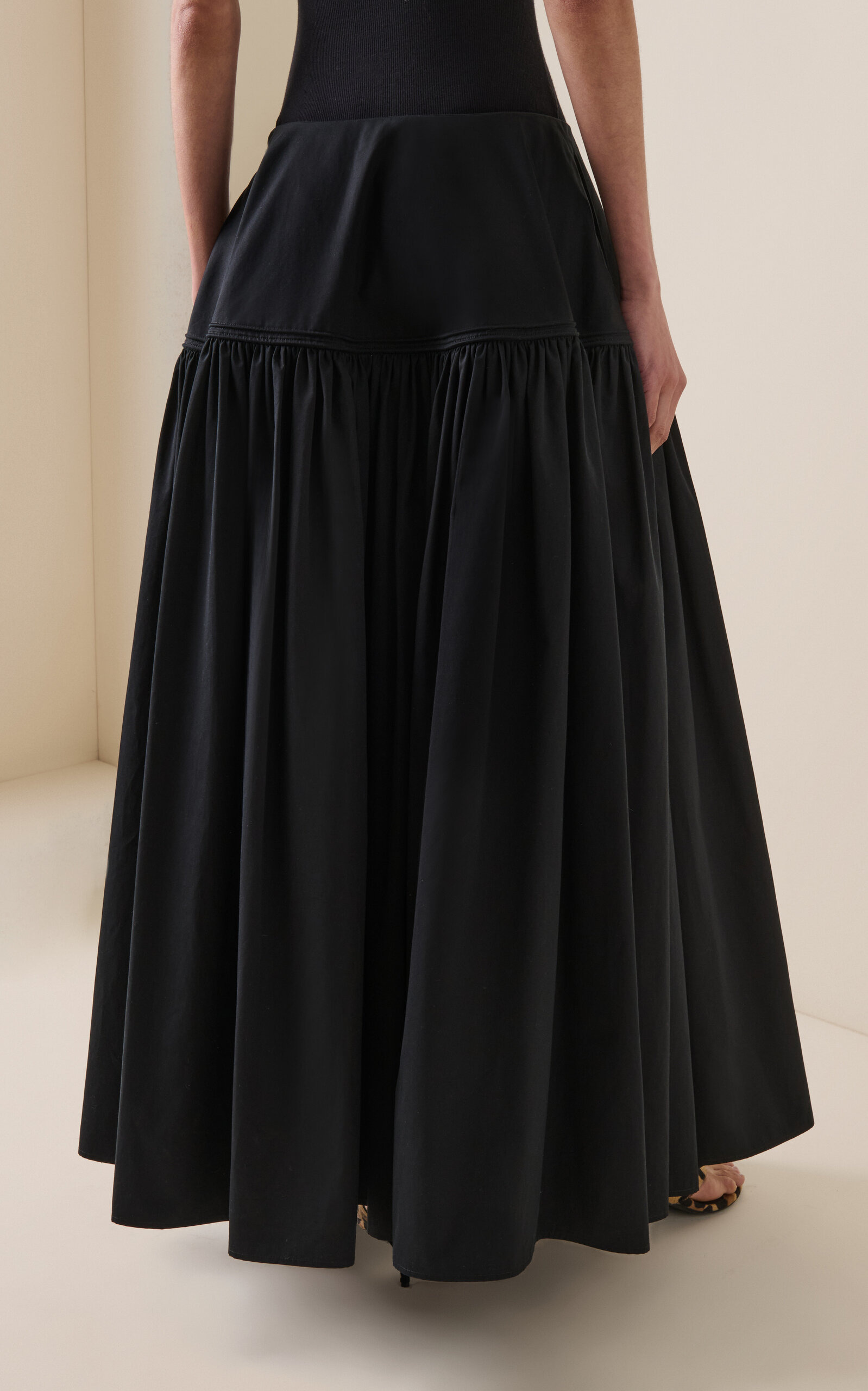 Bell Cotton Poplin Maxi Skirt black - 4