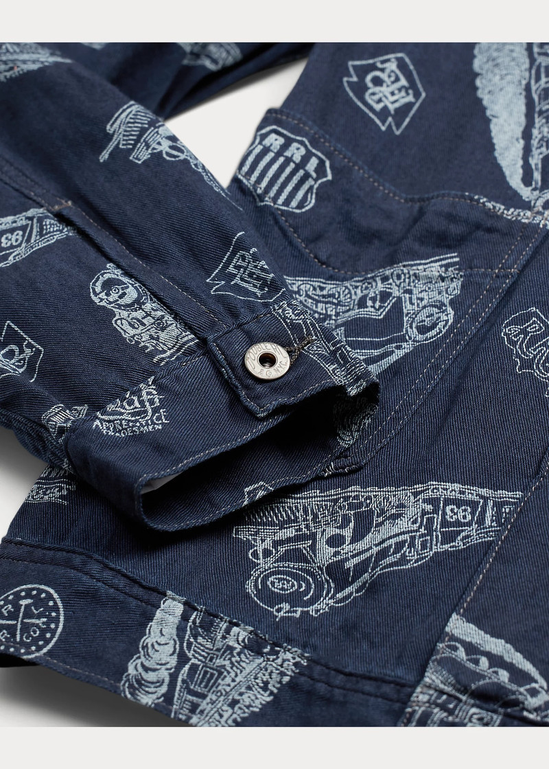 Indigo Railroad-Print Twill Jacket 4
