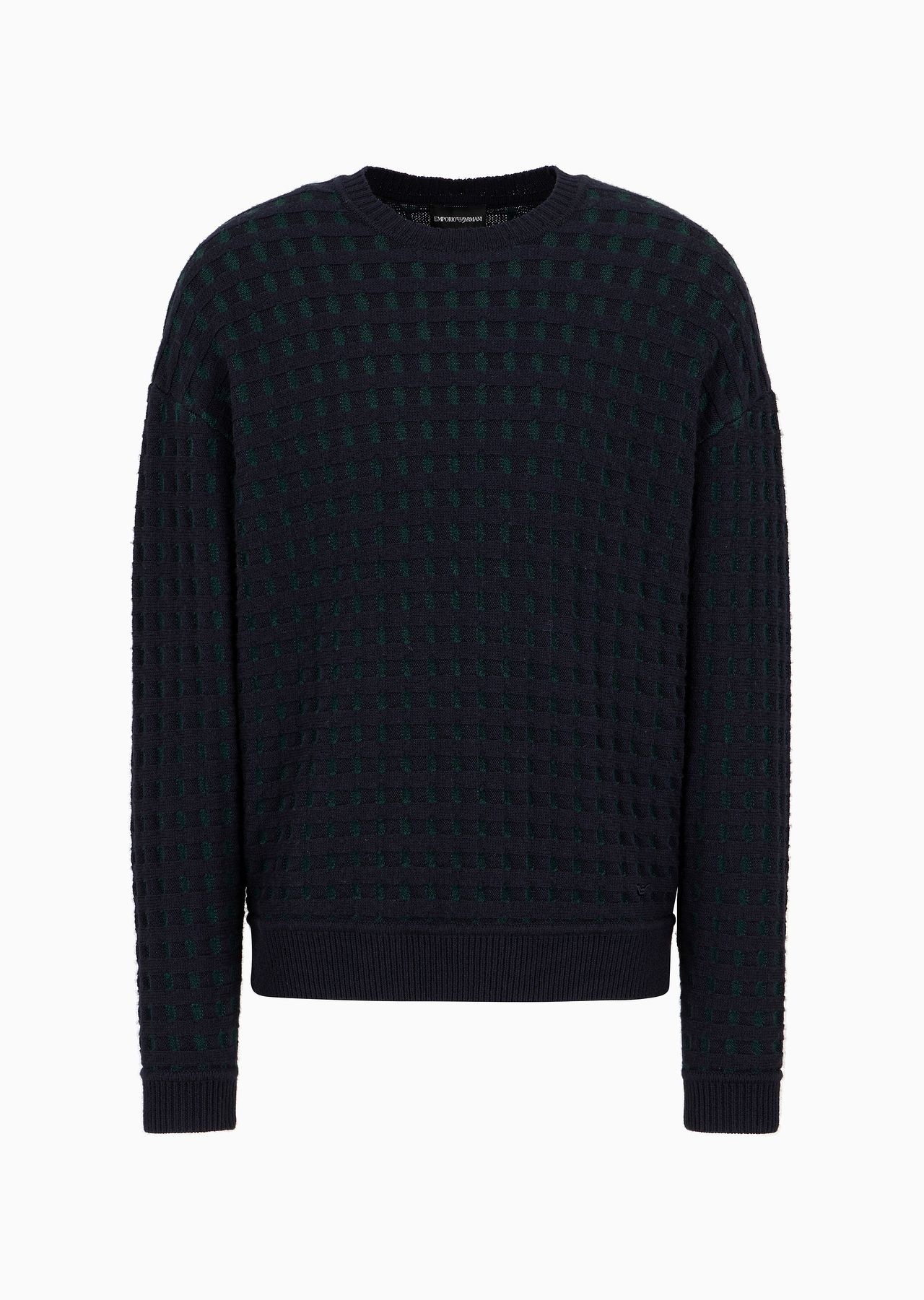 【関税無・国内発】 Emporio Armani / All Over Pattern Jumper EMPORIO ARMANI Virgin wool jumper with embossed jacquard