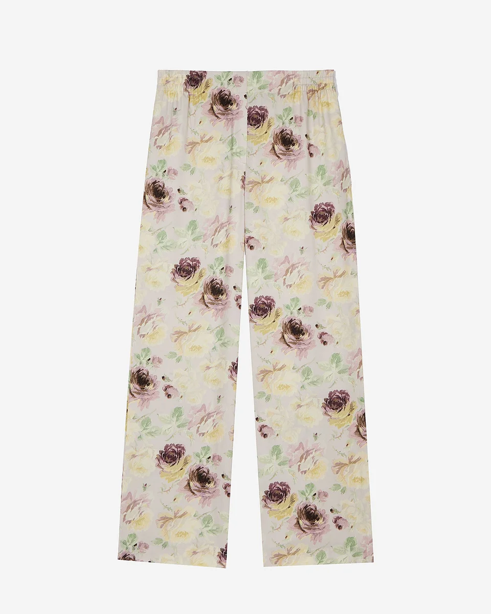 FLORAL PRINT STRAIGHT-LEG PANTS - 1