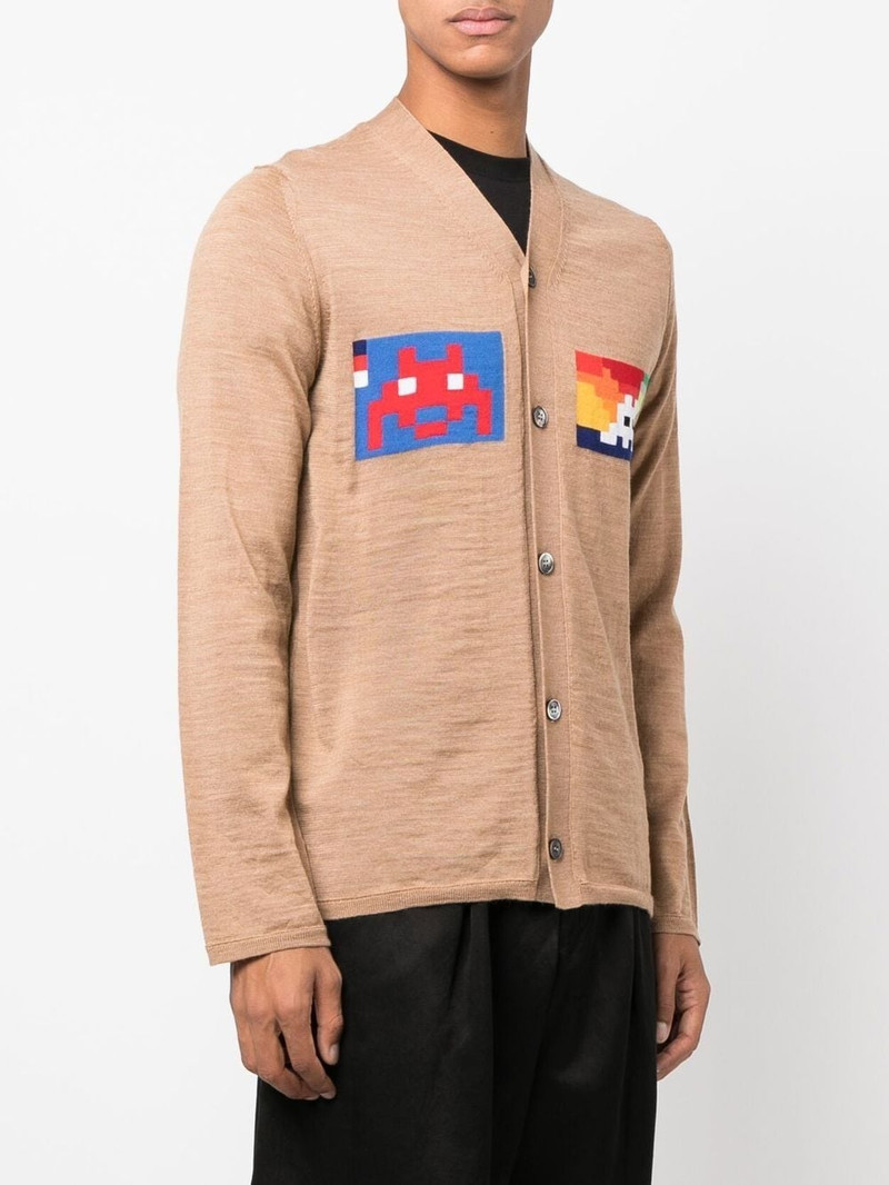 graphic-print V-neck cardigan 3