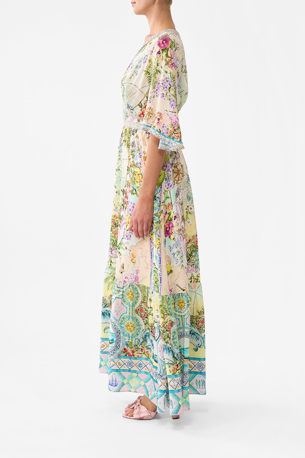 WAISTED DRESS WITH HEM RUFFLE - 4