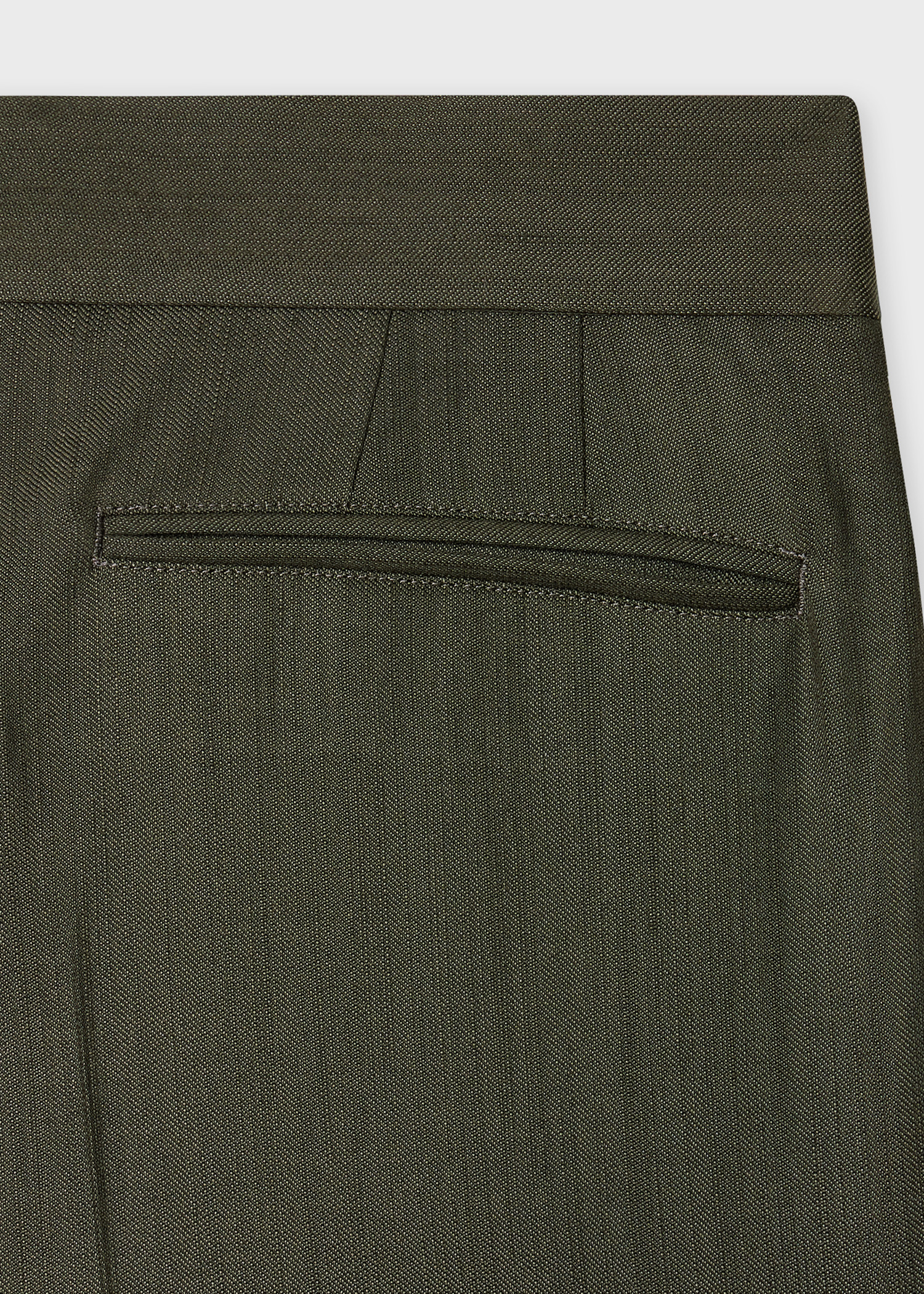 Khaki Textured Wool-Lyocell Belted Trousers - 2