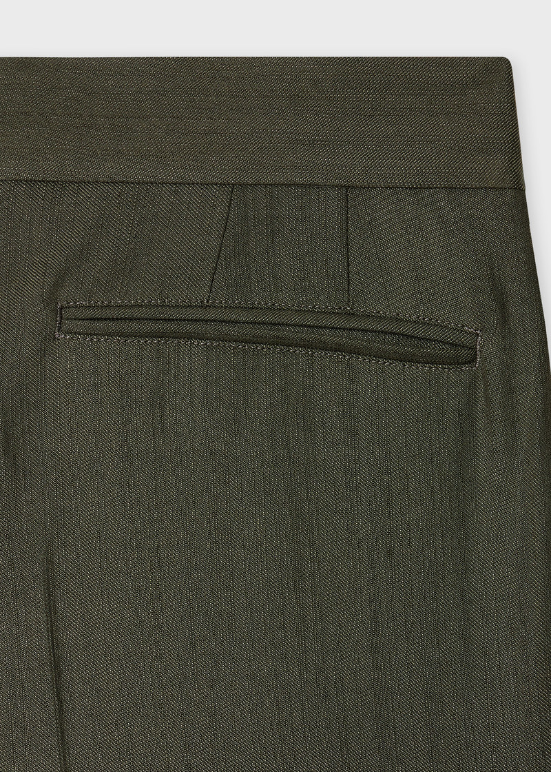 Paul Smith Khaki Textured Wool-Lyocell Belted Trousers outlook
