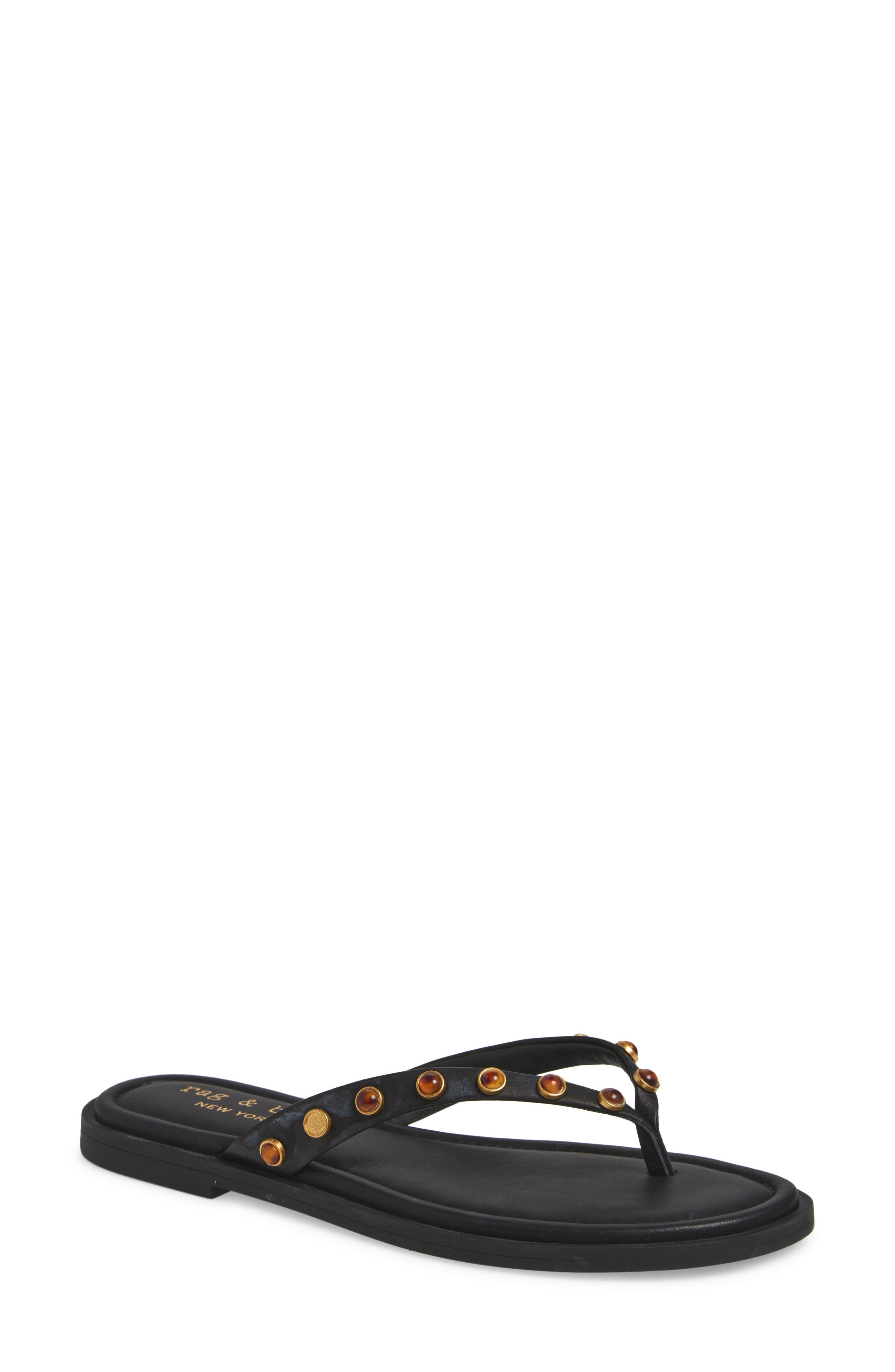 rag & bone Cabochon Gia Flip Flop in Black at Nordstrom - 1