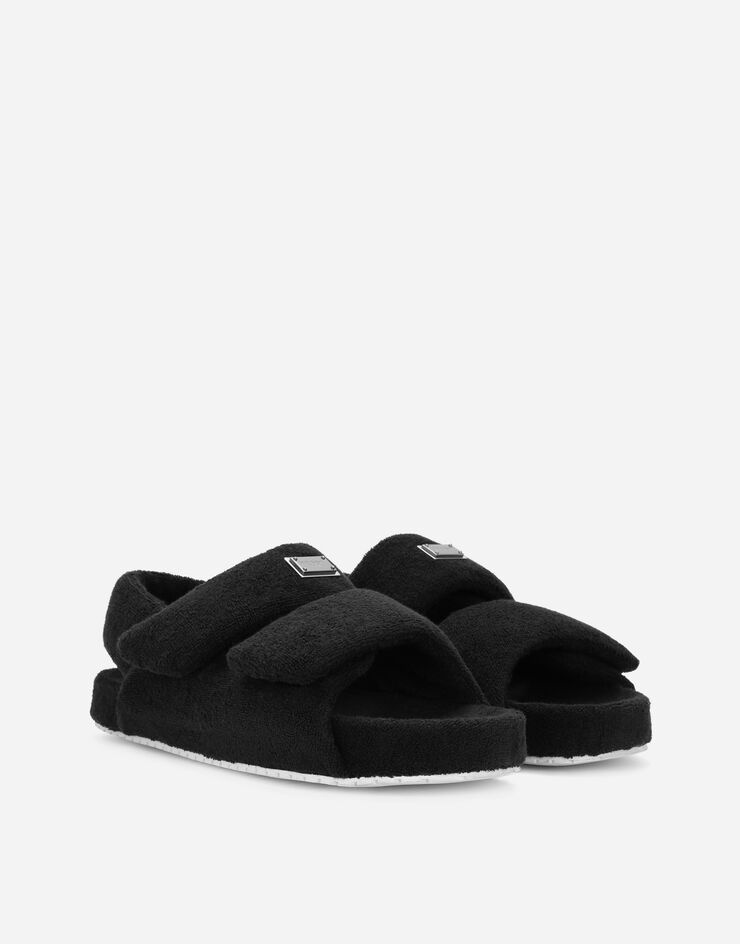 Terrycloth sandals with logo tag - 2