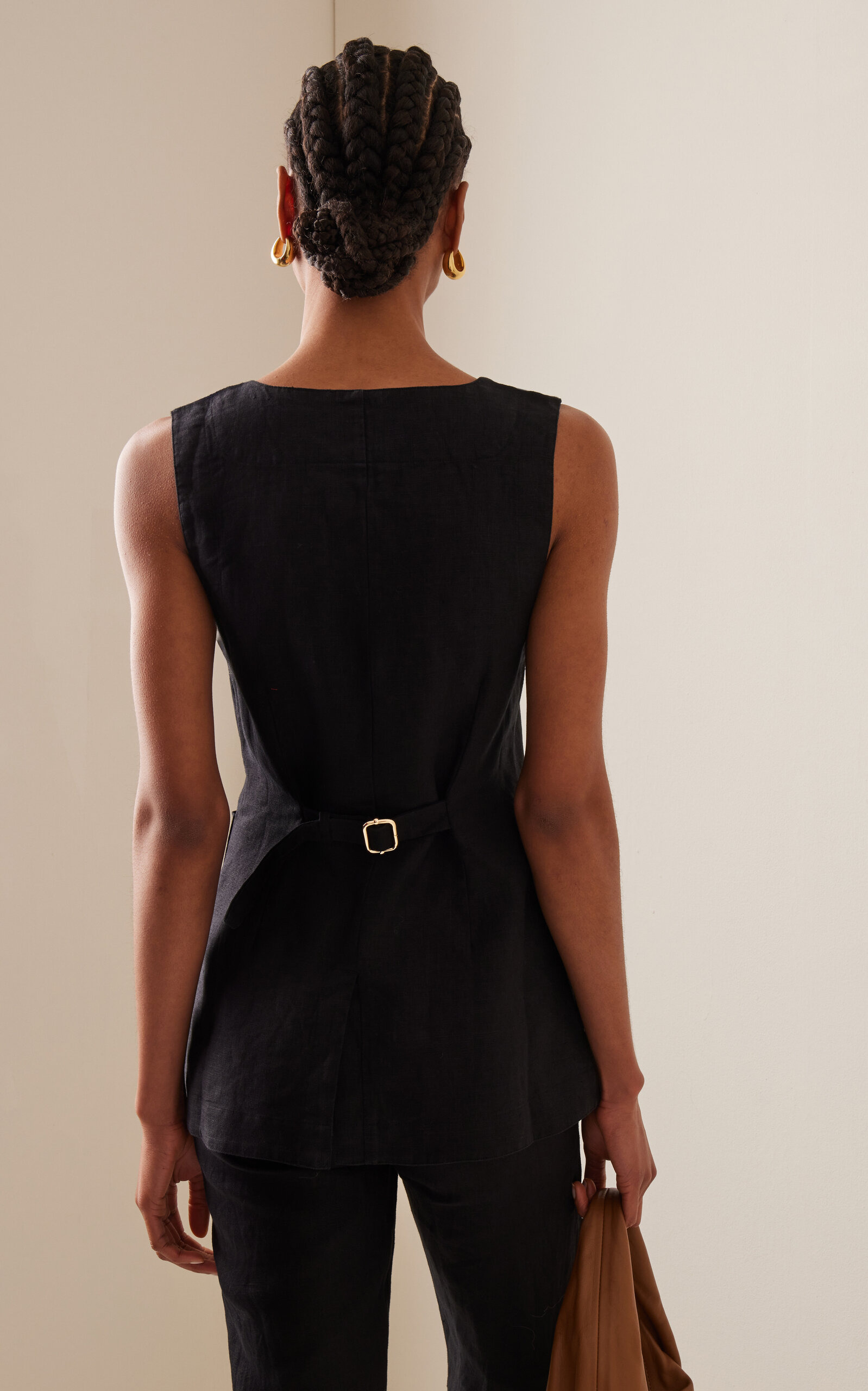 Emma Linen-Blend Vest black - 4