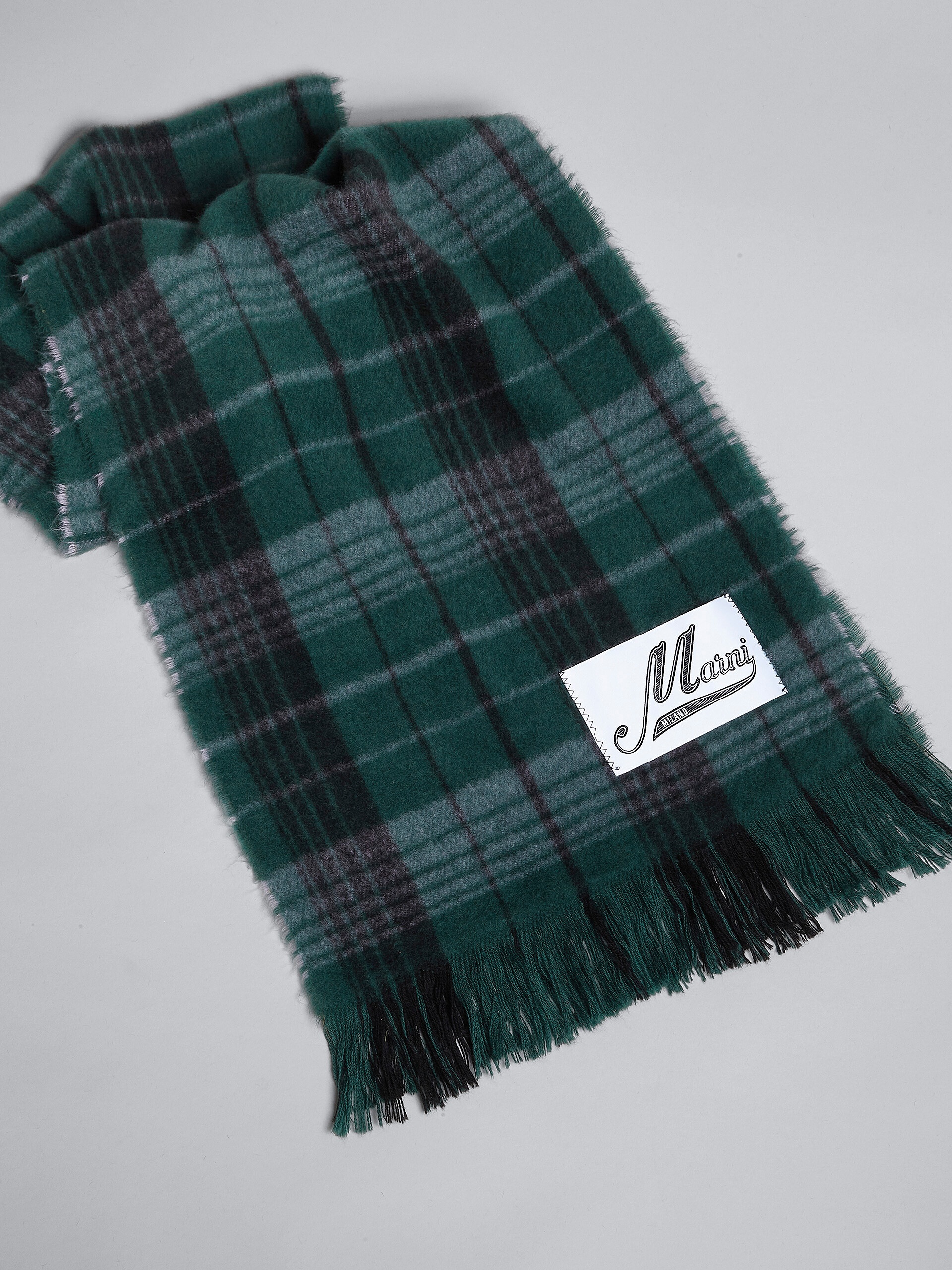 GREEN CHECK WOOL SCARF - 3