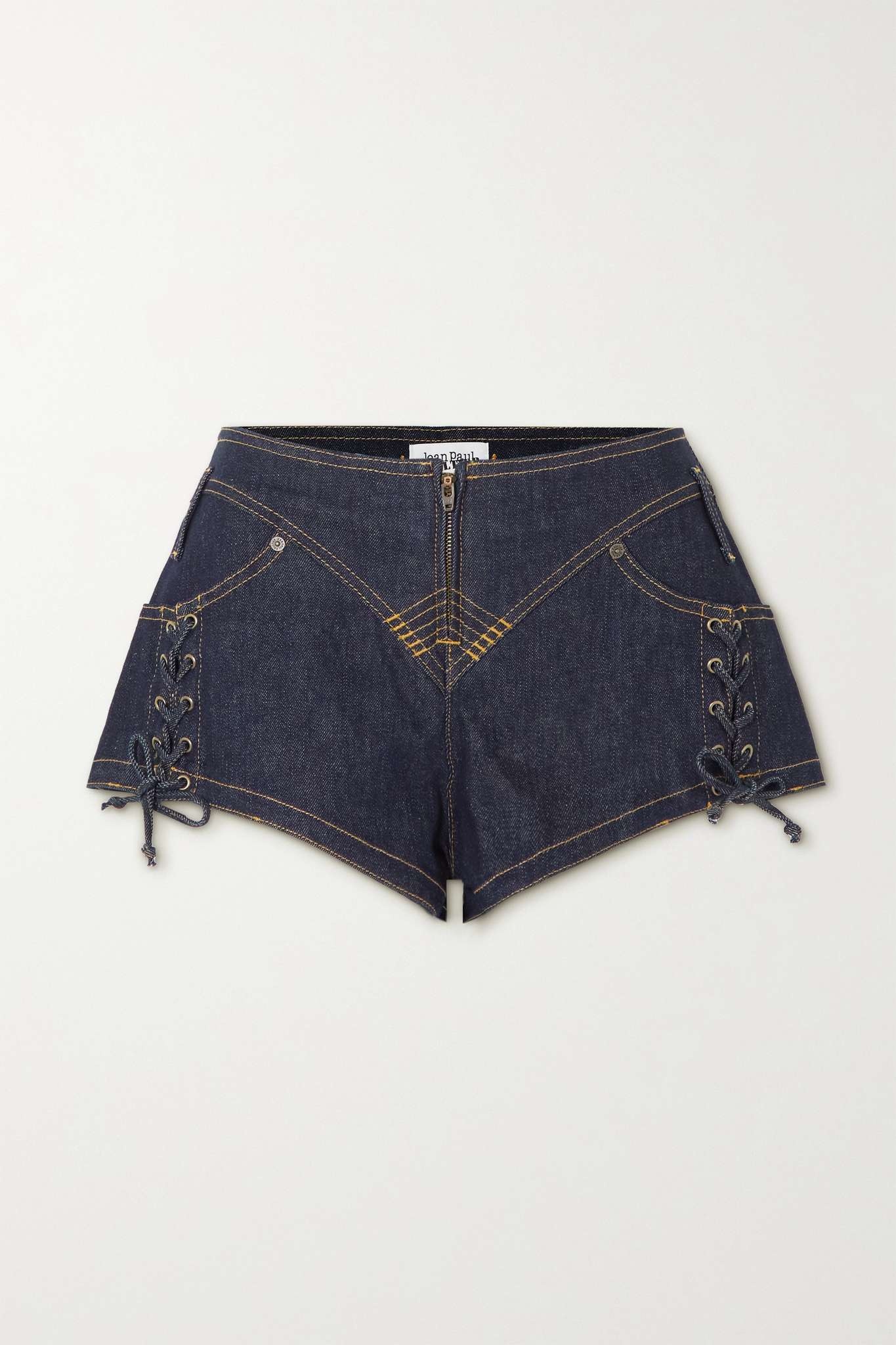 Lace-up denim shorts - 1