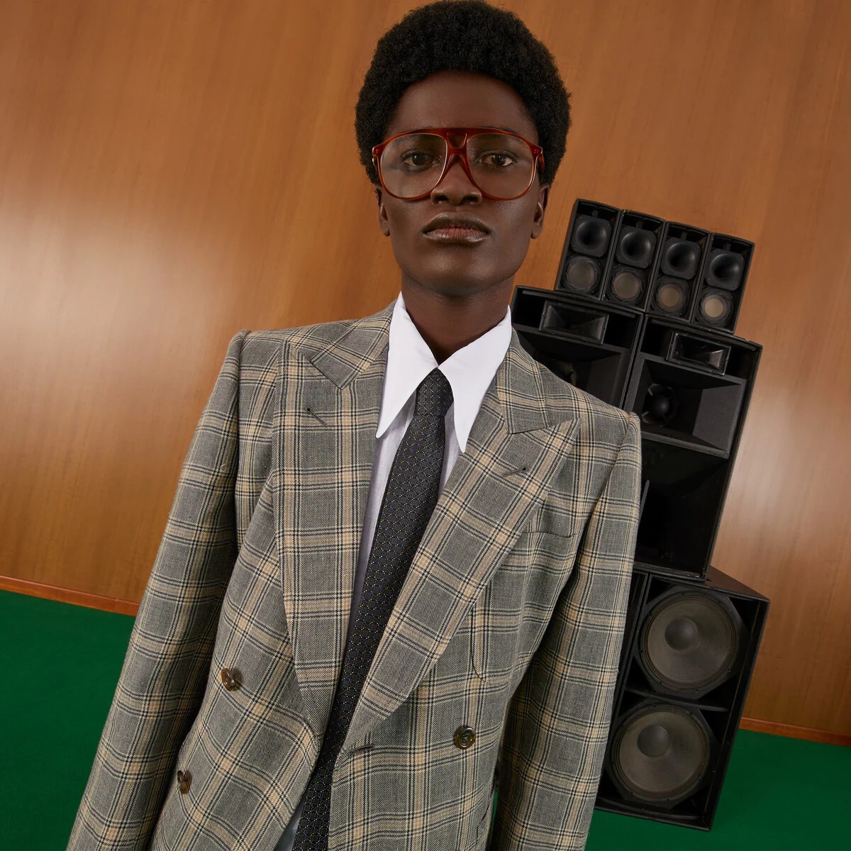 GG check silk jacquard tie - 3