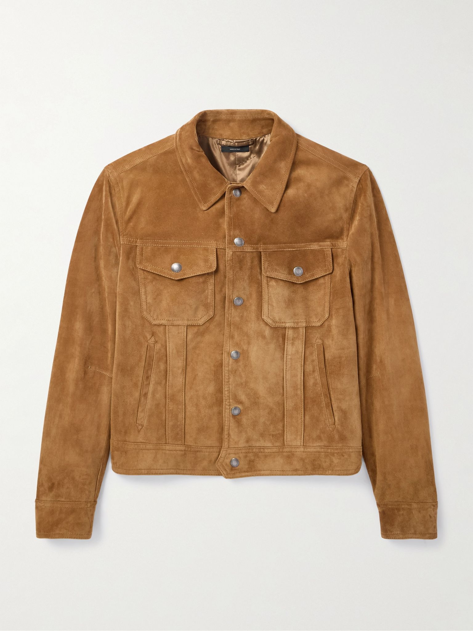 Slim-Fit Suede Jacket Tan - 1
