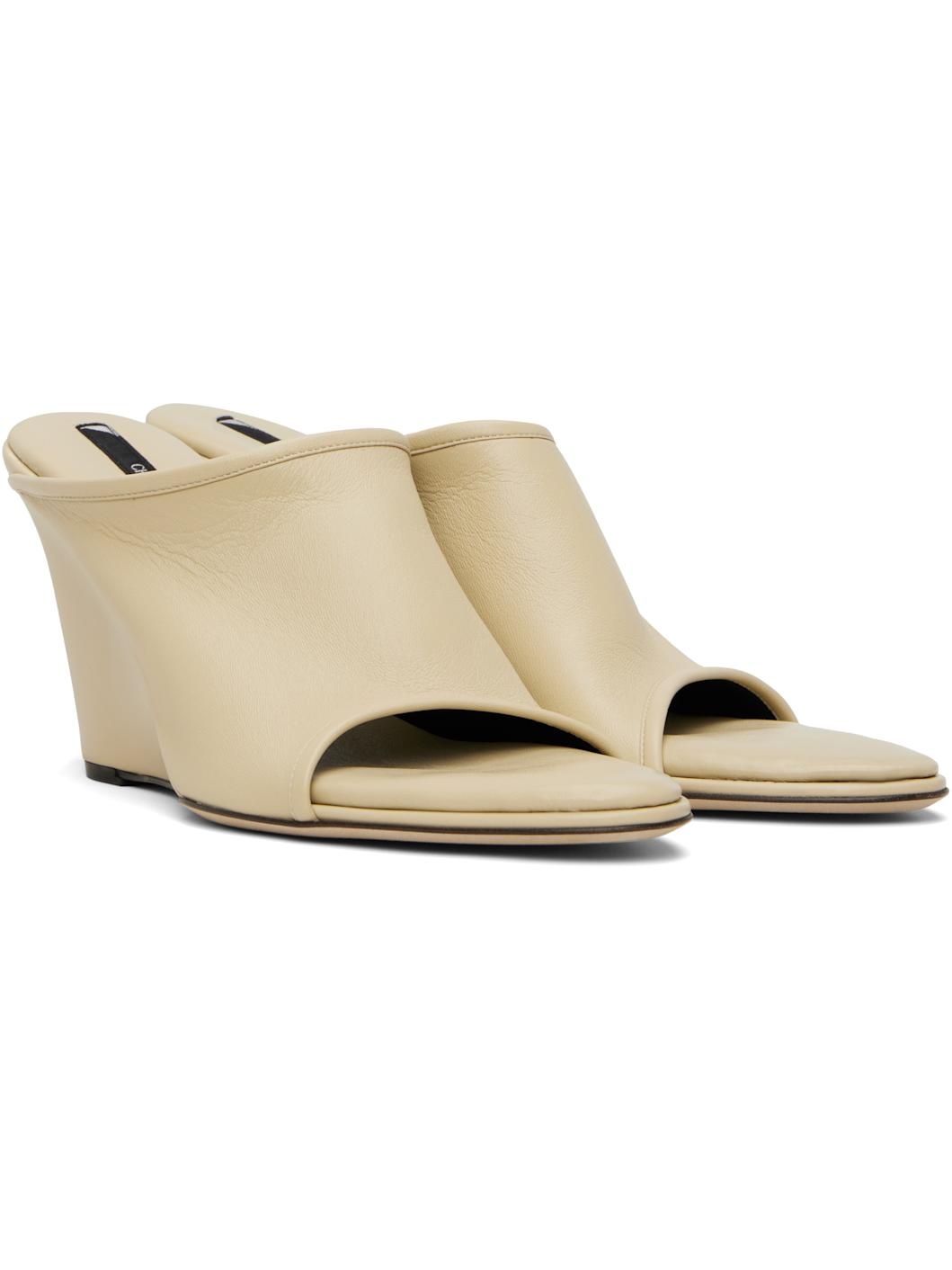 Beige 75mm Stretch Mules - 4