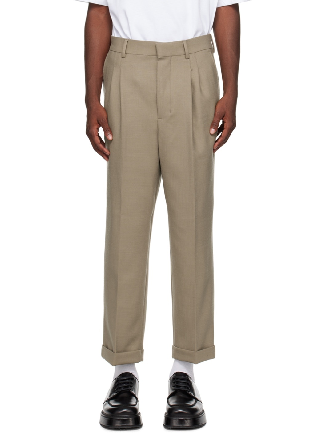 Taupe Carrot-Fit Trousers - 1