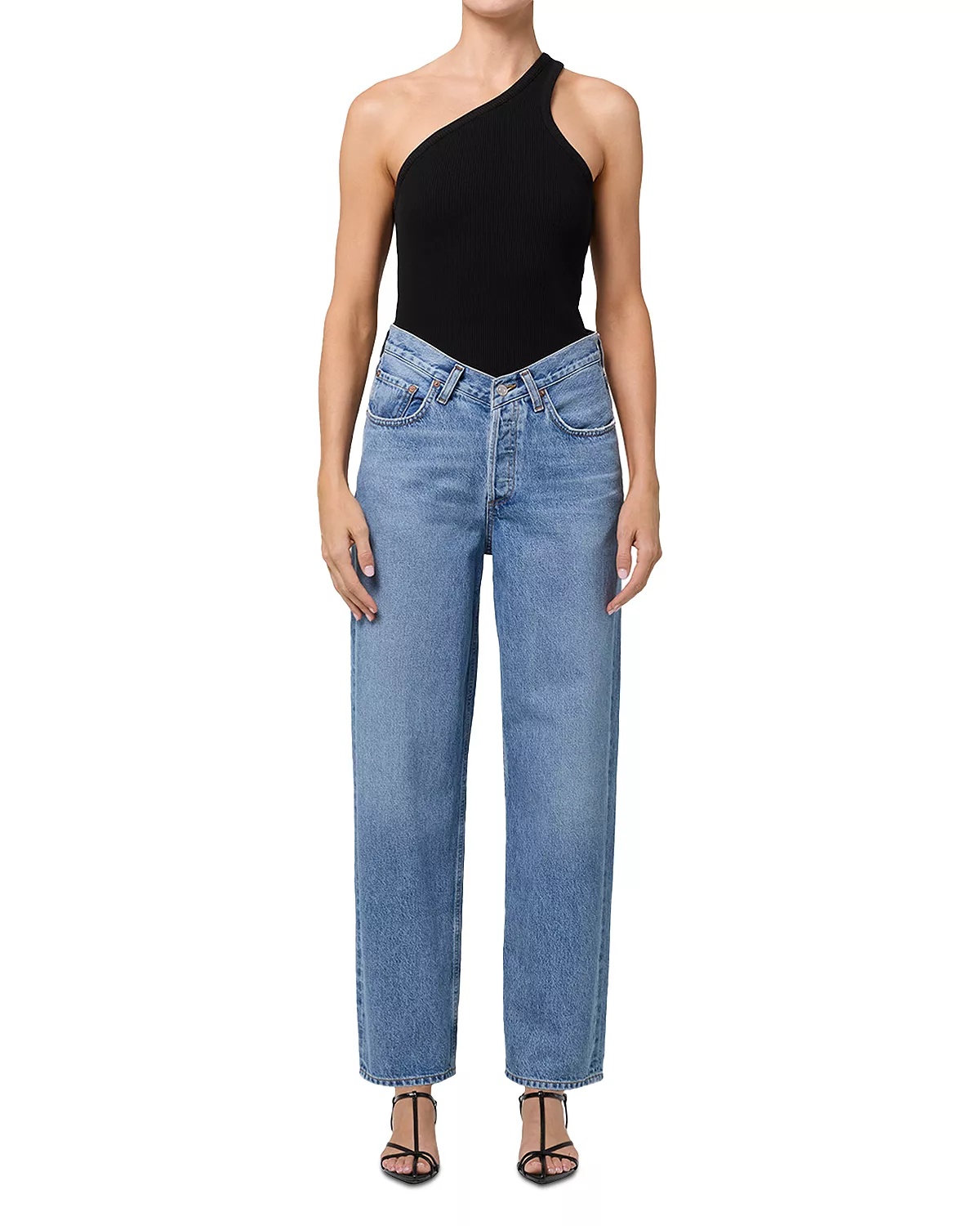 V-Waist High Rise Baggy Jeans in Fairway - 6