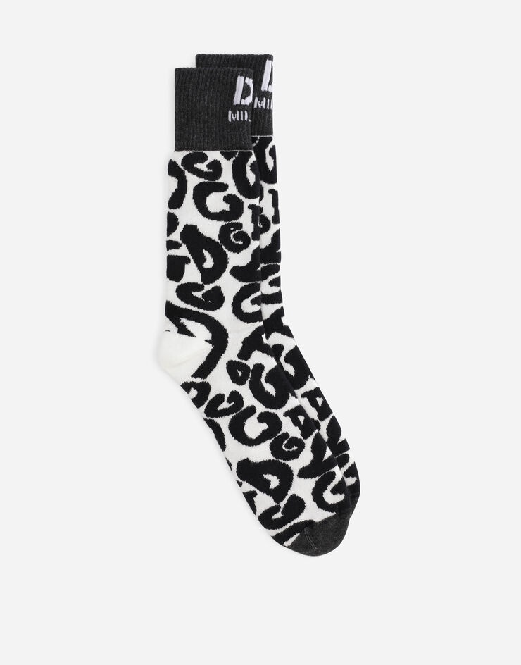 Stretch cotton socks with jacquard DG logo - 1