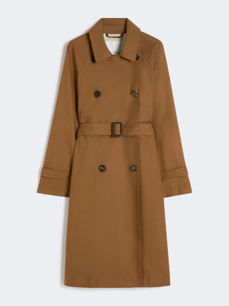 CTRENCH Double-breasted water-repellent twill trench coat - TOBACCO 1