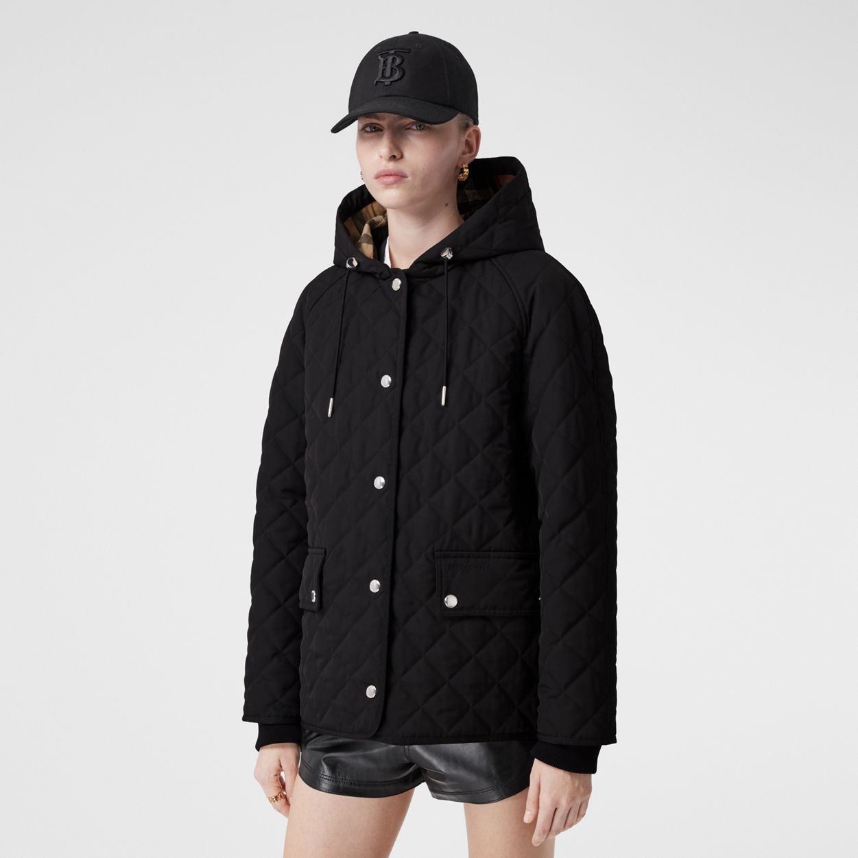 Diamond quilted thermoregulated hooded hot sale coat