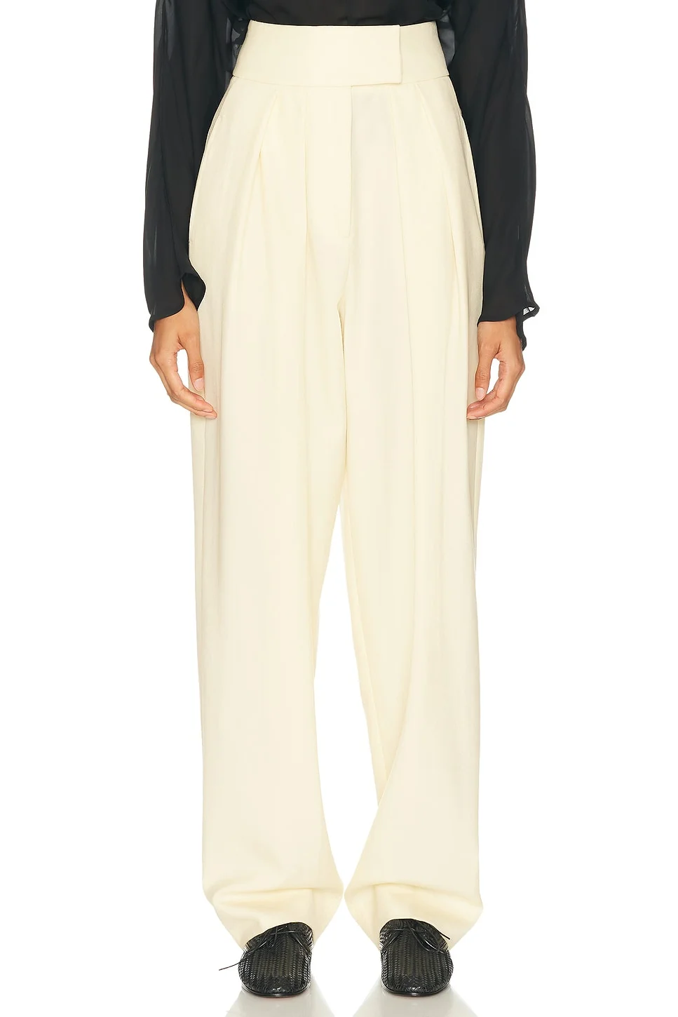 High Waist Pleated Suit Trouser in Wool - 1