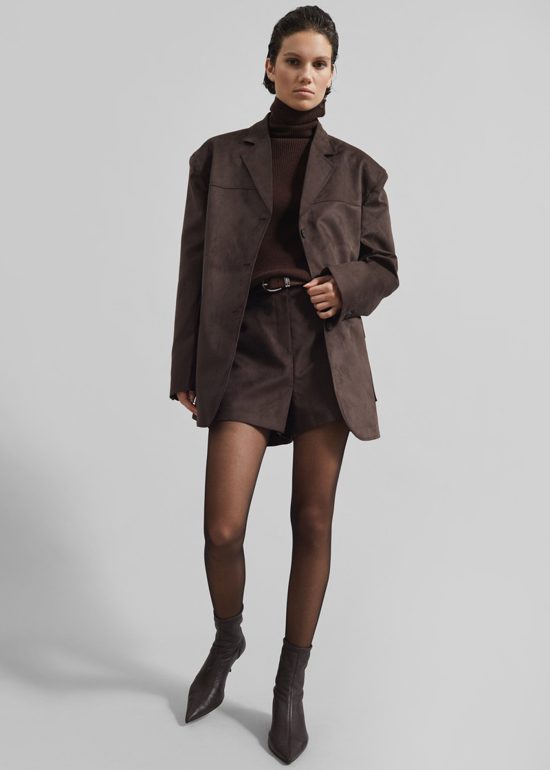 Merida Faux Suede Blazer - Brown 7