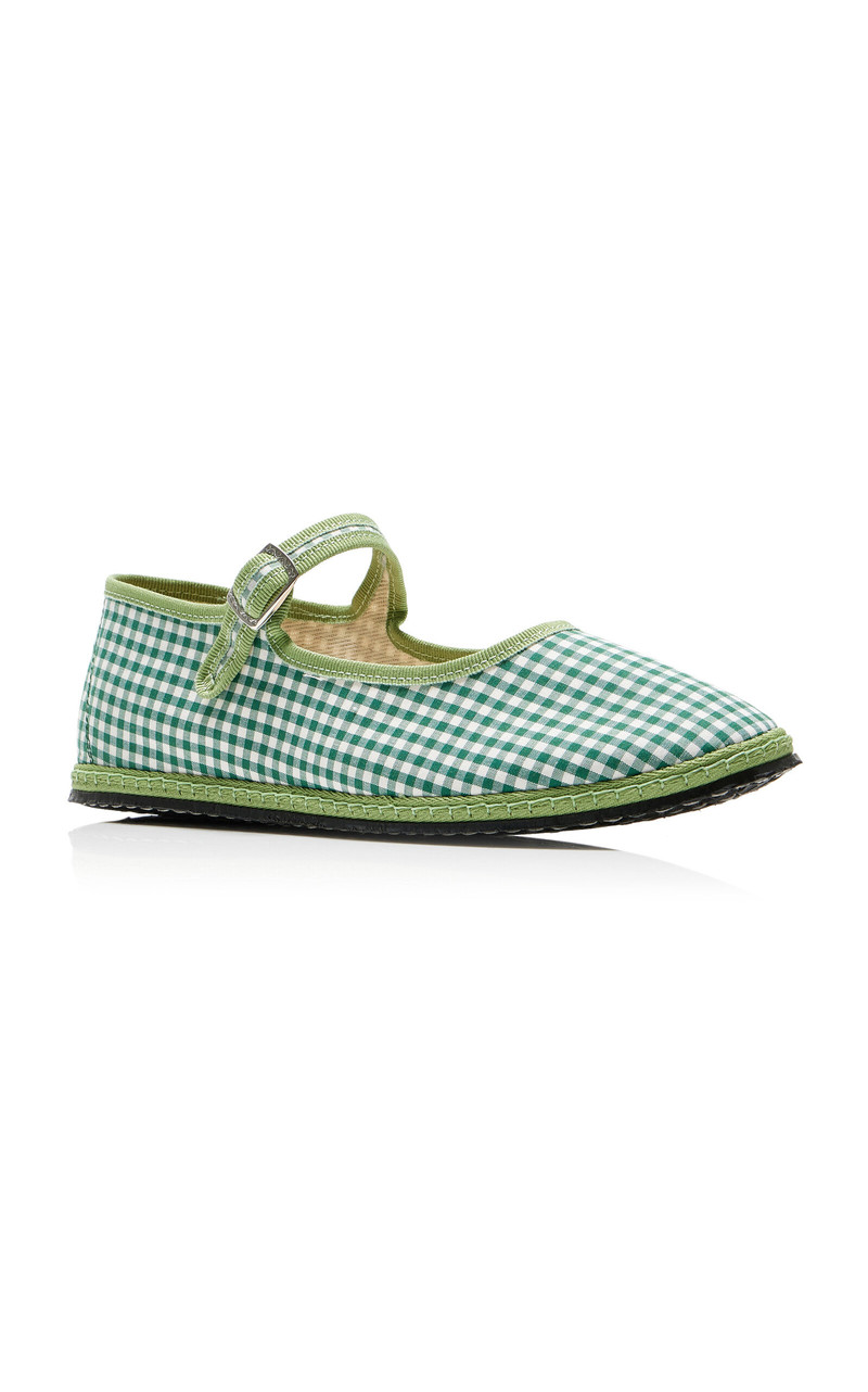 ViBi Venezia Exclusive Gingham Cotton Mary Jane Flats green outlook
