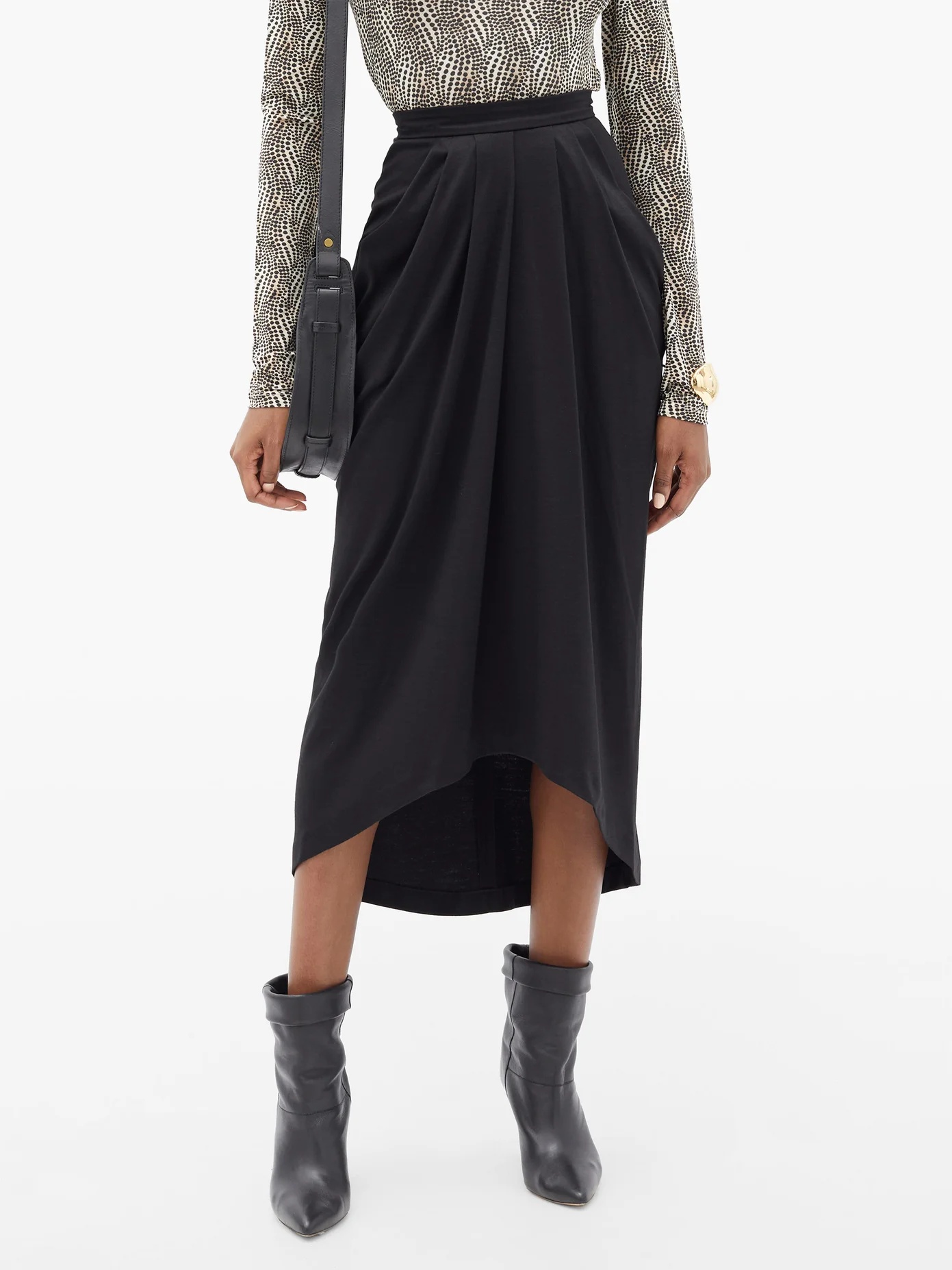 Ginkao draped wool midi skirt - 6