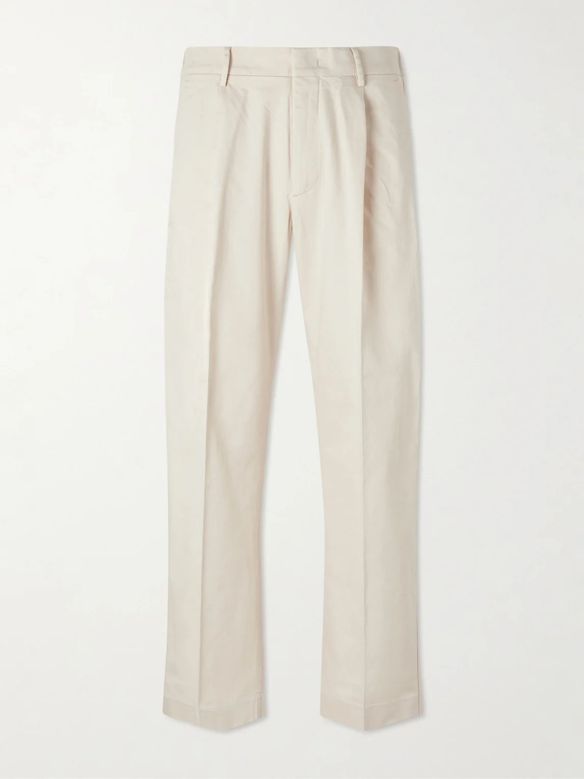 Kay 1420 Wide-Leg Pleated Organic Cotton-Blend Twill Trousers - 1