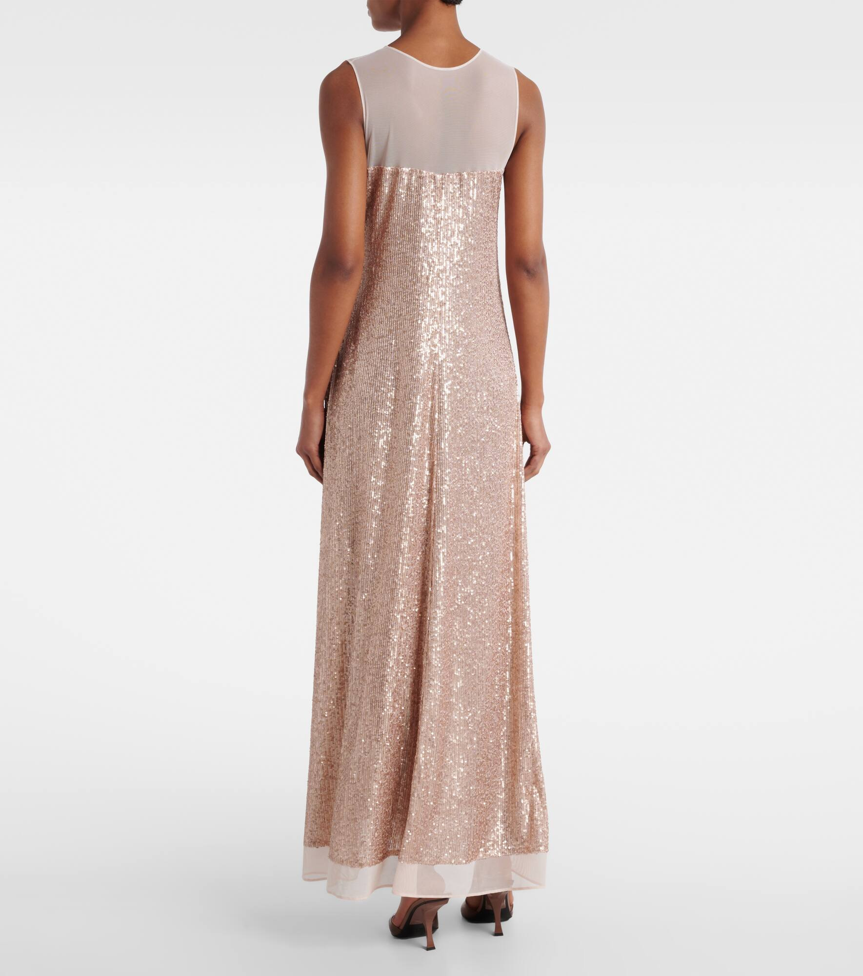 Floral-appliqué sequined gown - 3
