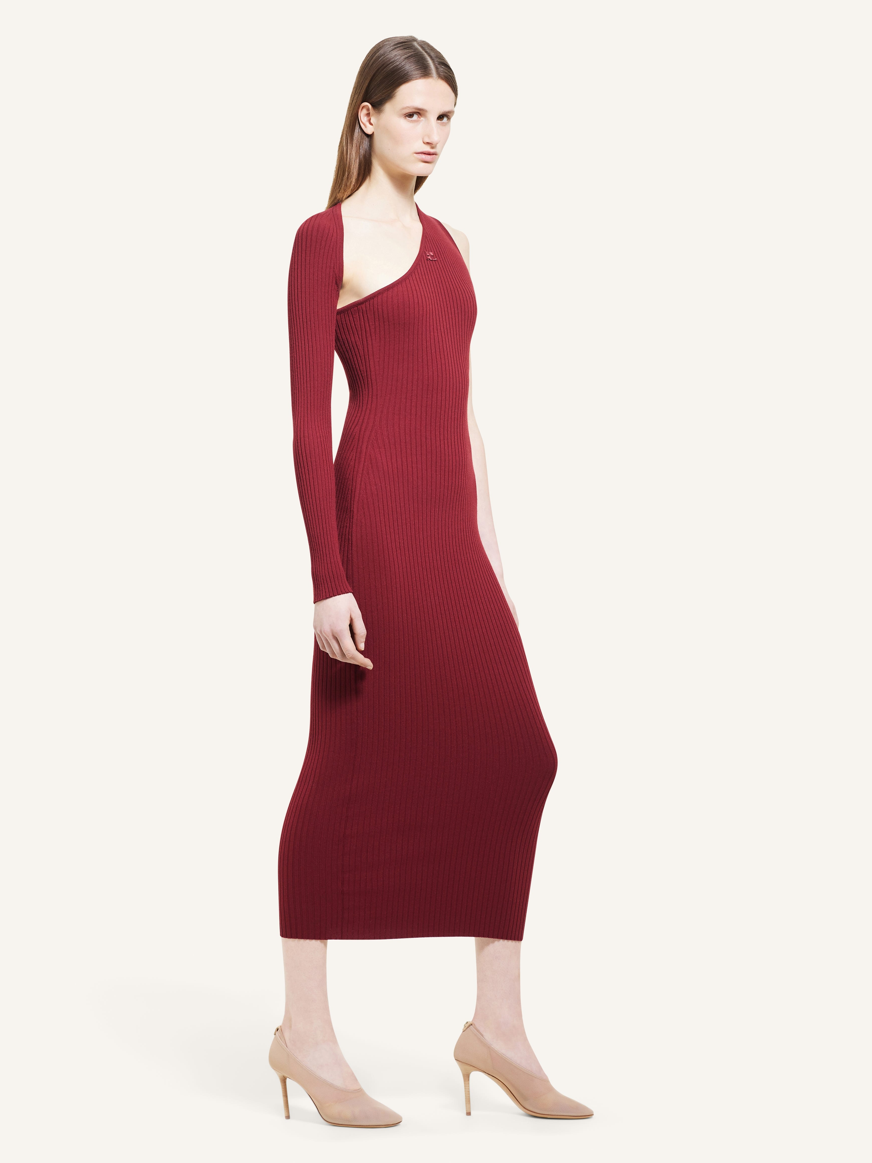 SLASH RIB KNIT LONG DRESS - 3