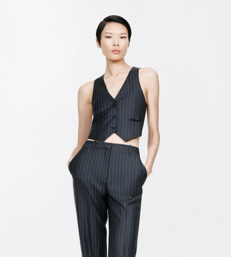 CHALK STRIPE WOOL MOHAIR WAISTCOAT 3